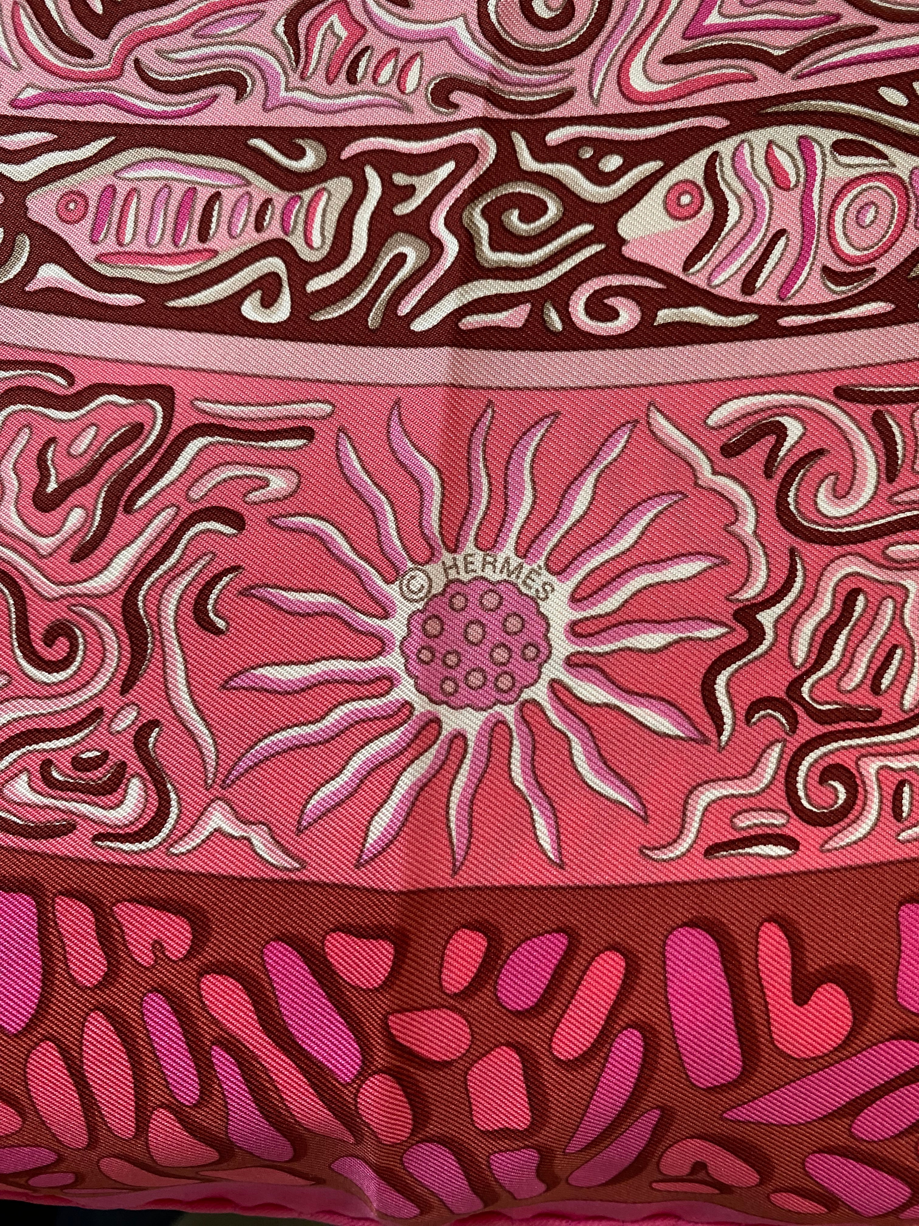Hermès La Légende Du Poisson Corail Silk Scarf