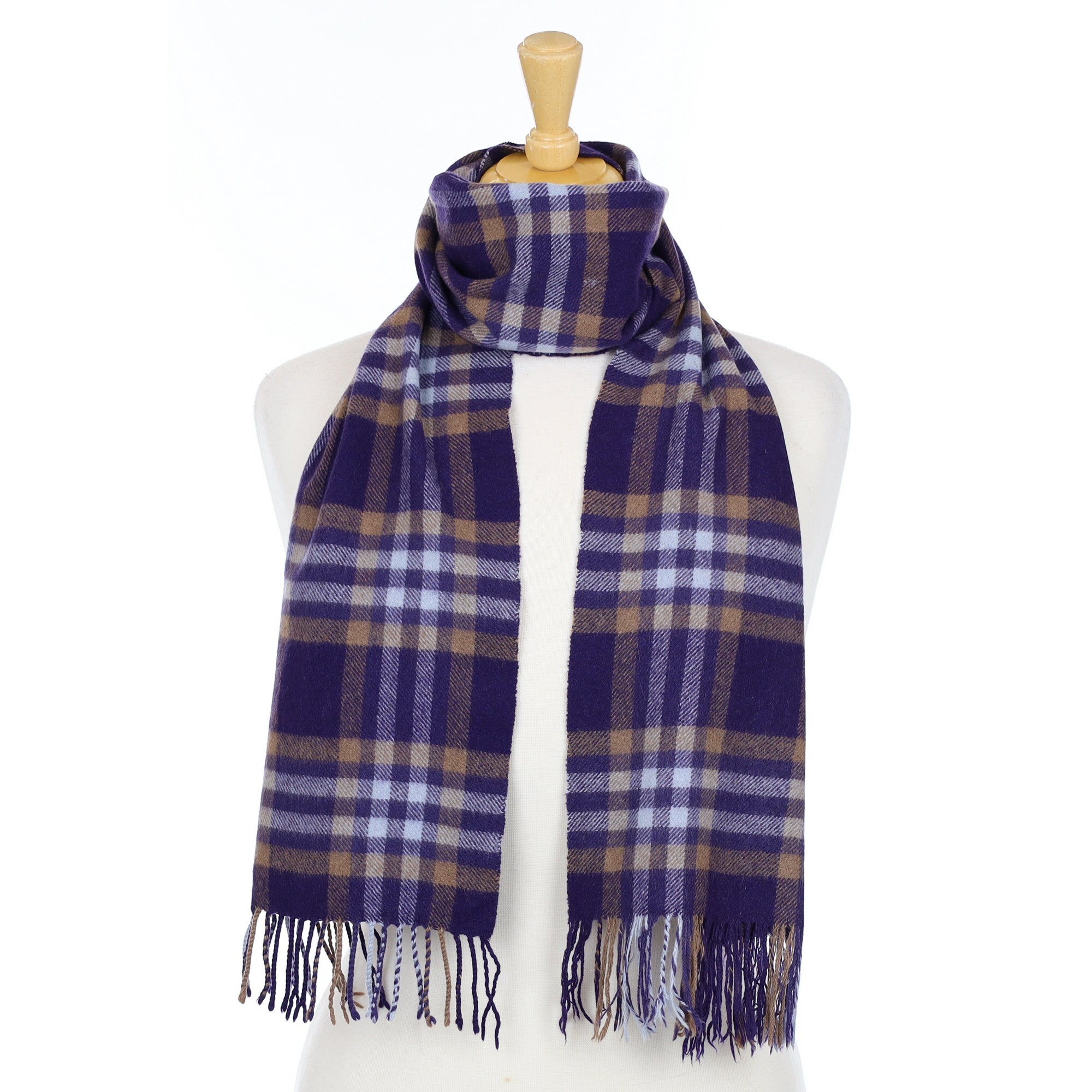 Iris and Camel Check Woven Cashmere Scarf