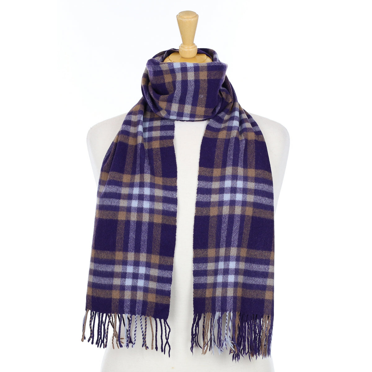 Iris and Camel Check Woven Cashmere Scarf