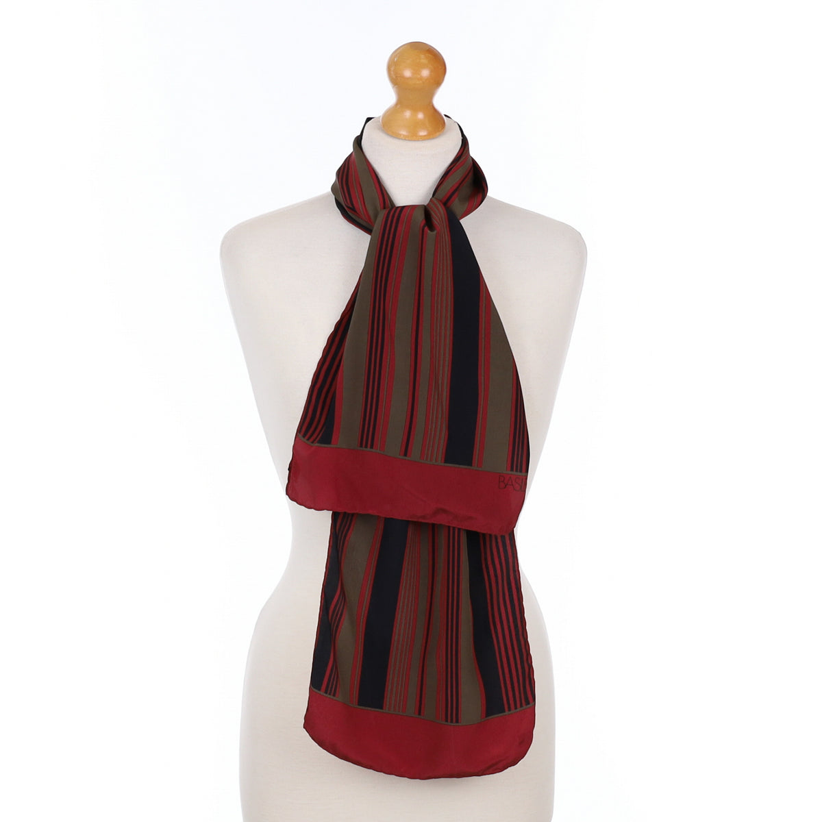 Long Black Brown and Red Silk Scarf