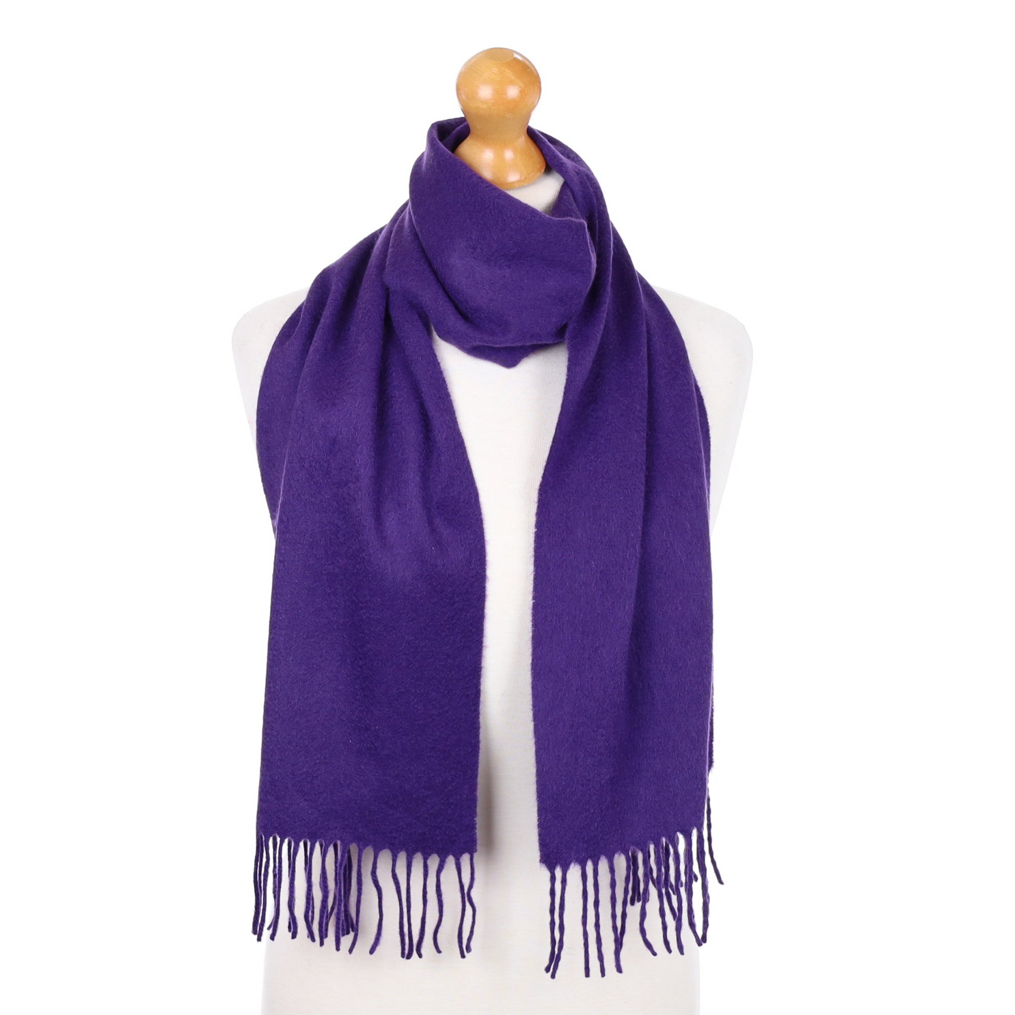 Iris Purple Fringed Cashmere Woven Scarf