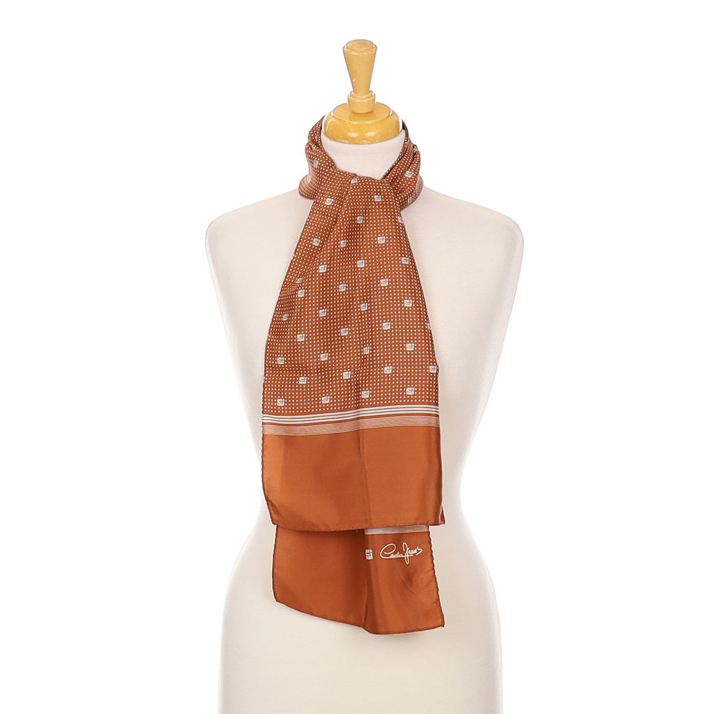 Cornelia James Brown Spotted Vintage Silk Scarf