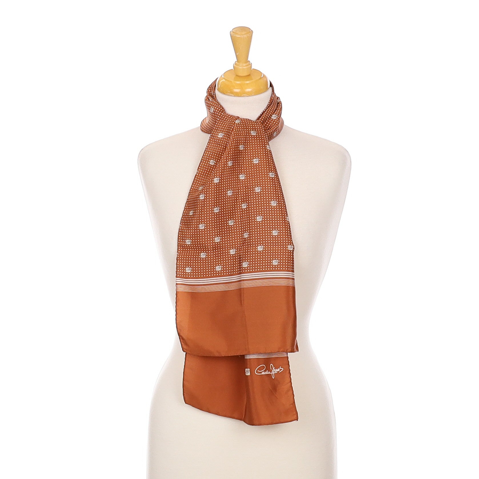 Cornelia James Brown Spotted Vintage Silk Scarf