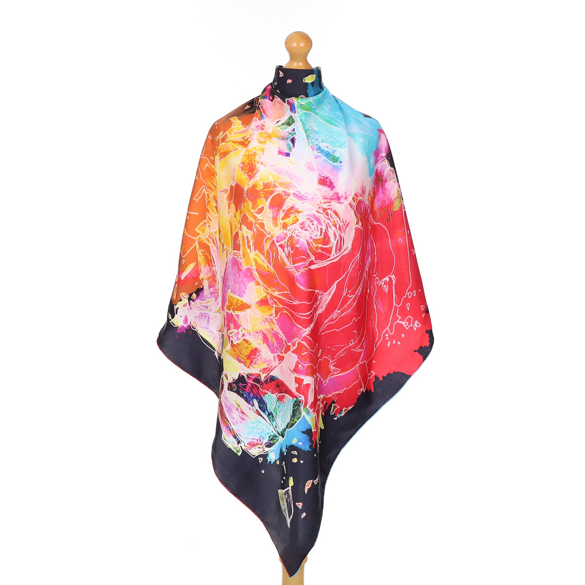 Marc Rozier Colourful Abstract Silk Scarf