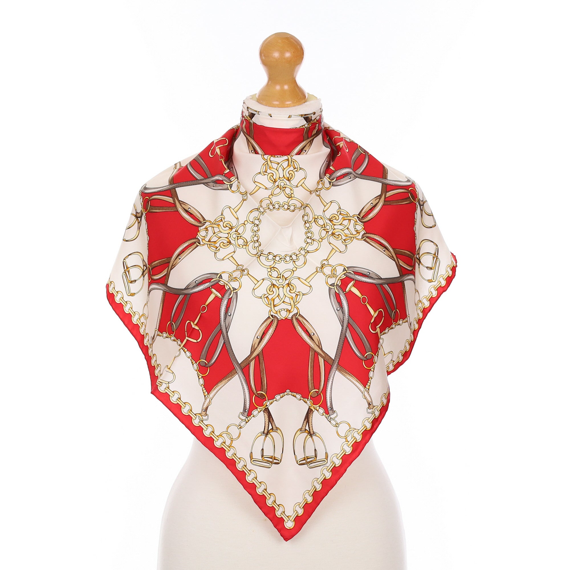 Brand New Fraas Red Equestrian Silk Scarf