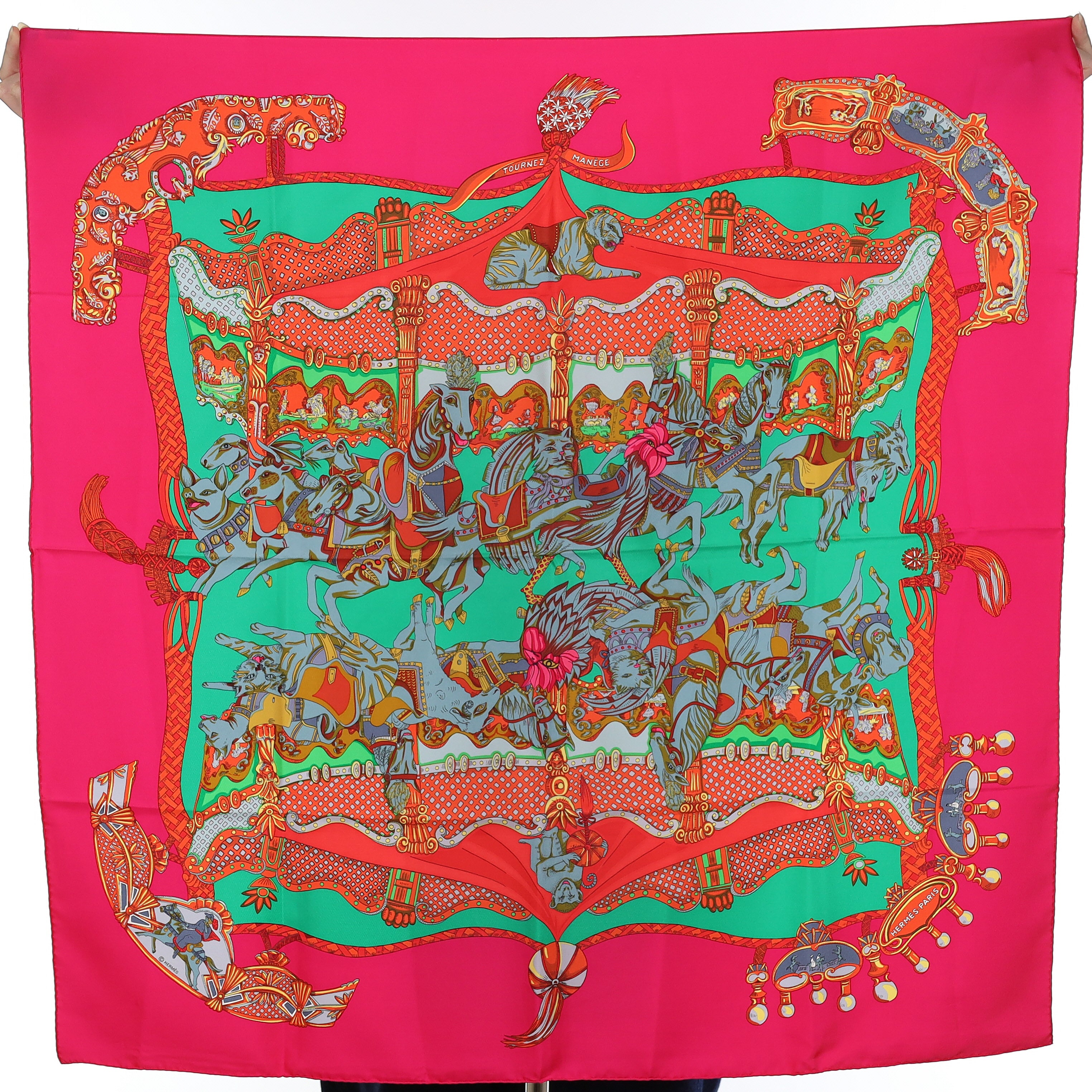 Brand New Boxed Tournez Manège Hermès Silk Scarf
