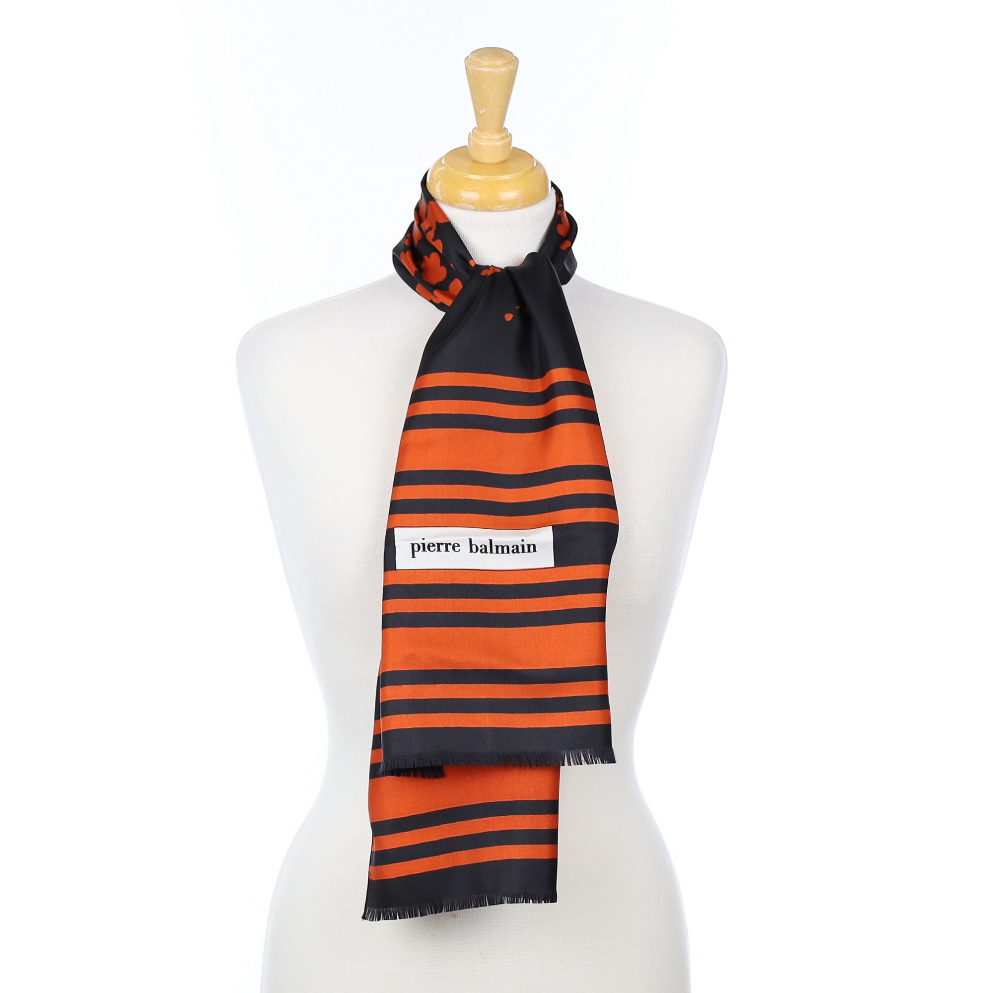 Immaculate Pierre Balmain Striped Vintage Silk Scarf
