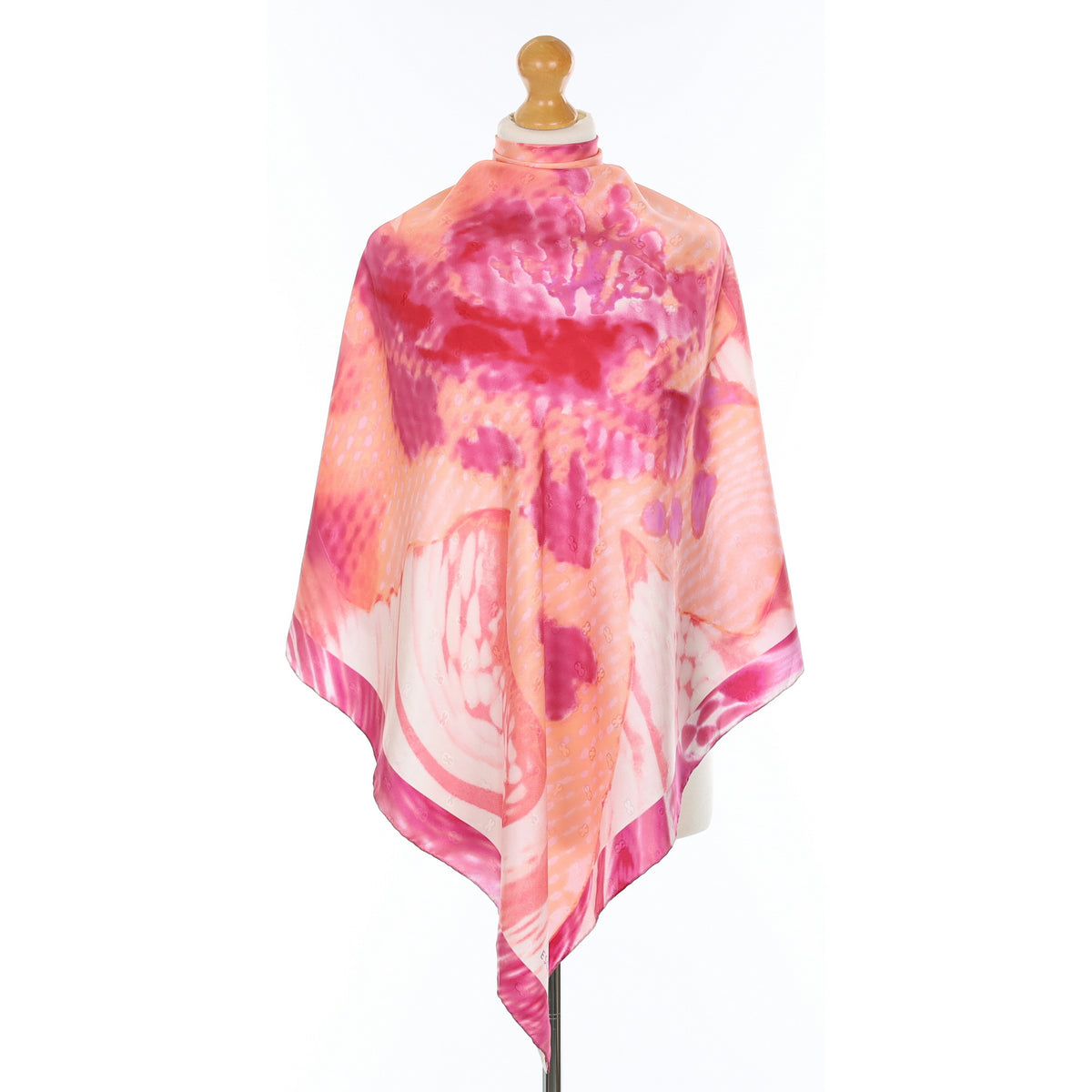 Escada Pink and Peach Abstract Silk Scarf