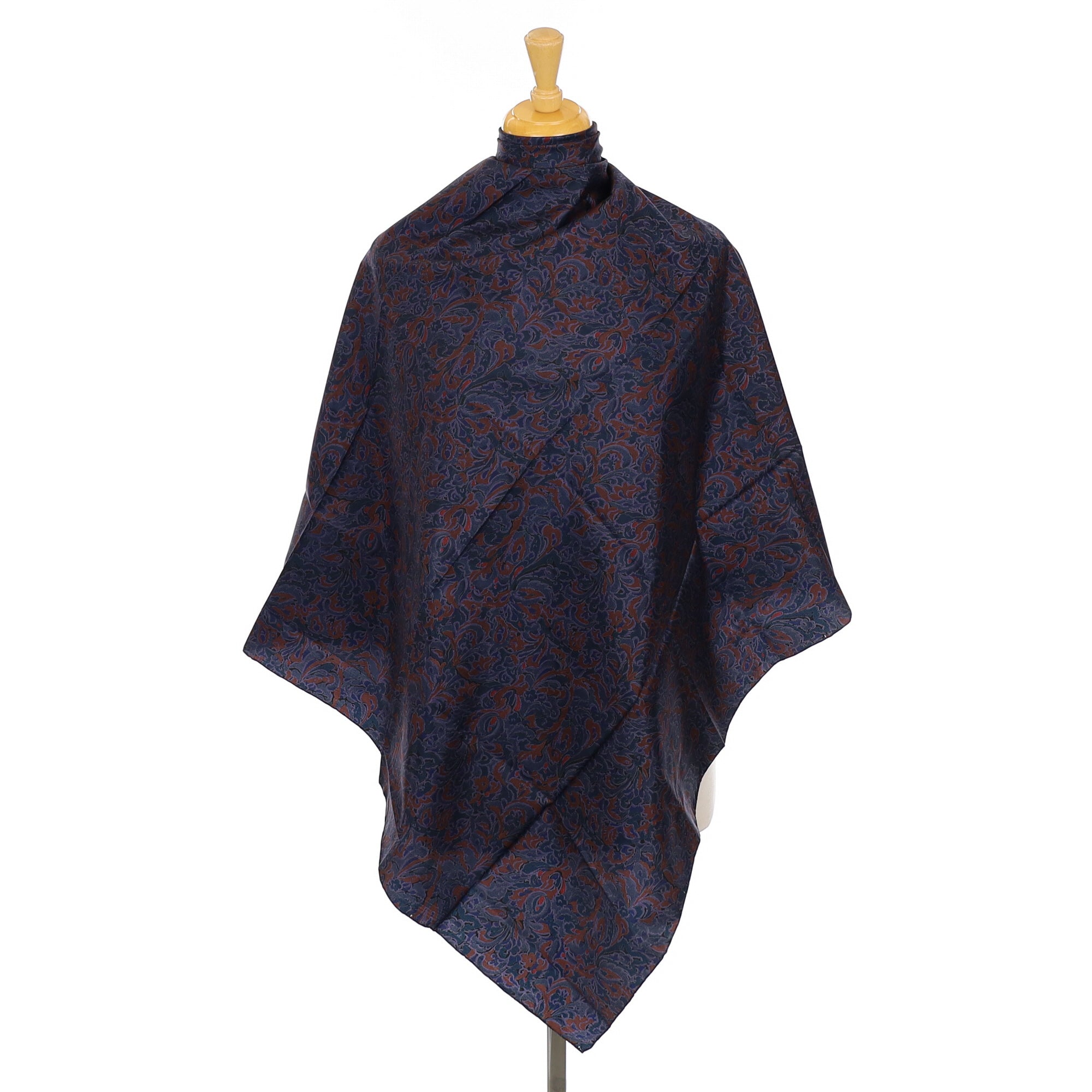 Immaculate Dark Blue and Brown Thai Silk Scarf