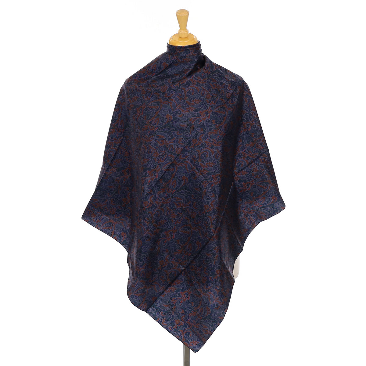 Immaculate Dark Blue and Brown Thai Silk Scarf