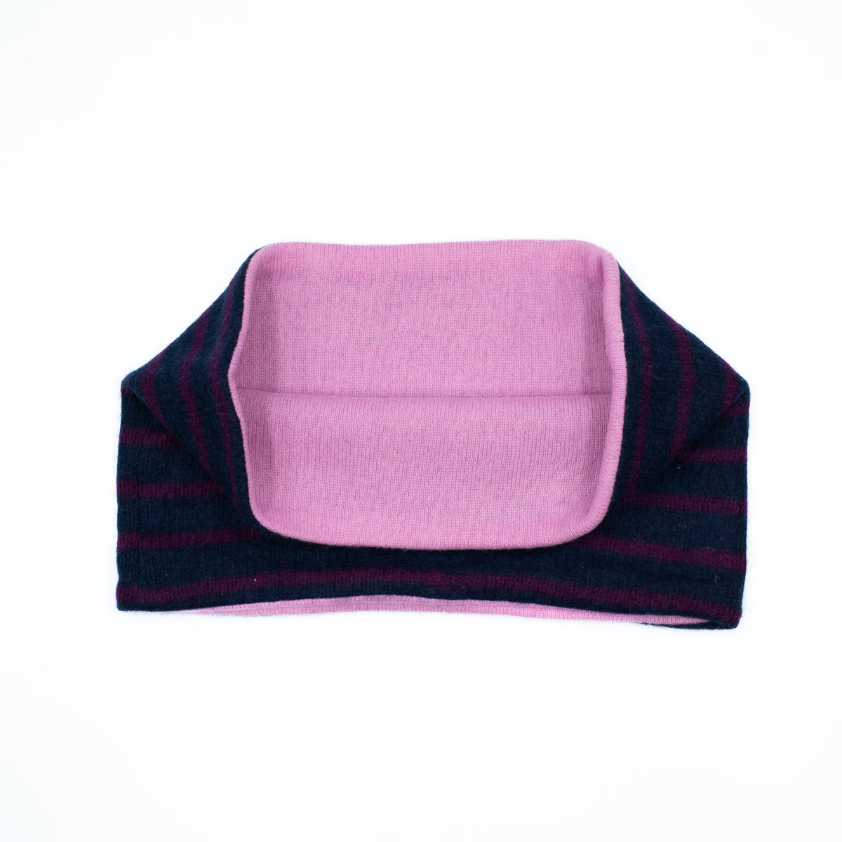 Navy and Deep Magenta Stripe with Bubblegum Pink Patterned Neck Warmer