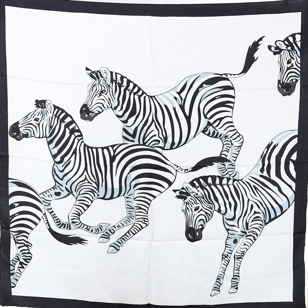 Brand New Zebra Black and White Silk Scarf