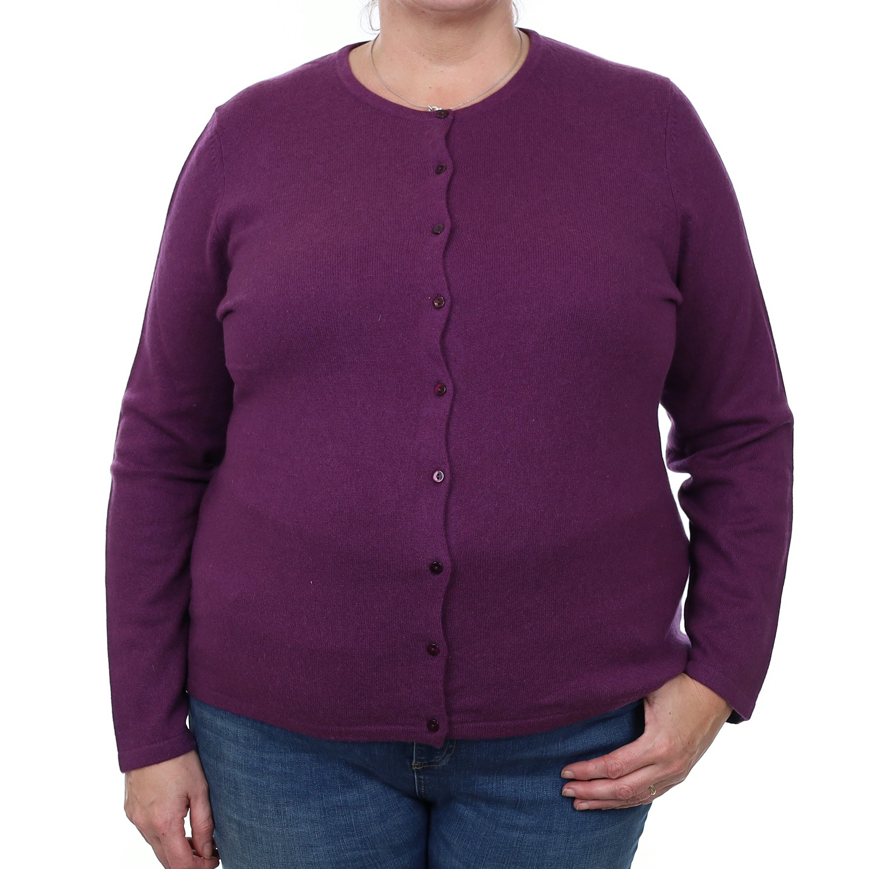 Blueberry Purple Cashmere Crew Neck Cardigan XXL