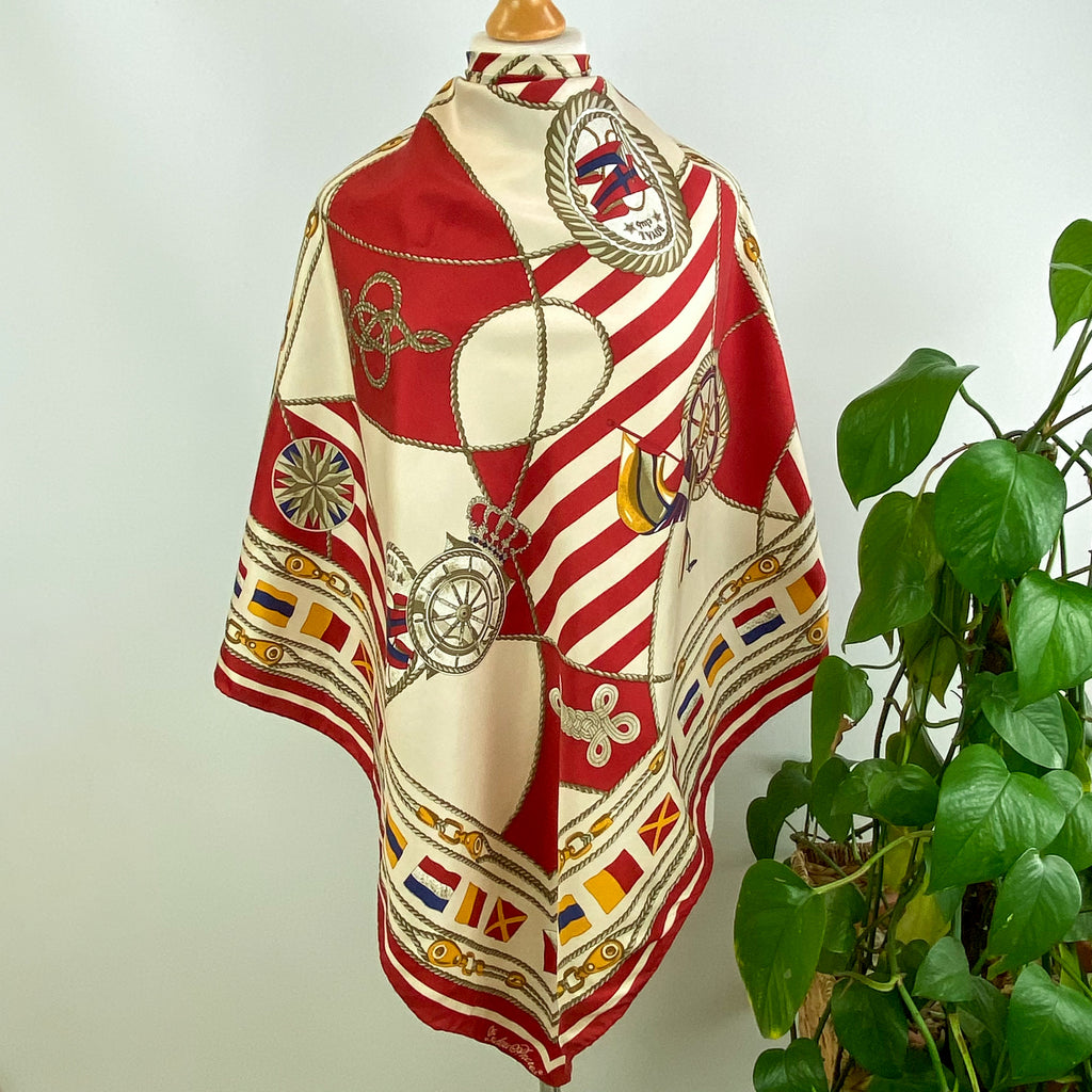 French Nautical Design Vintage Silk Scarf
