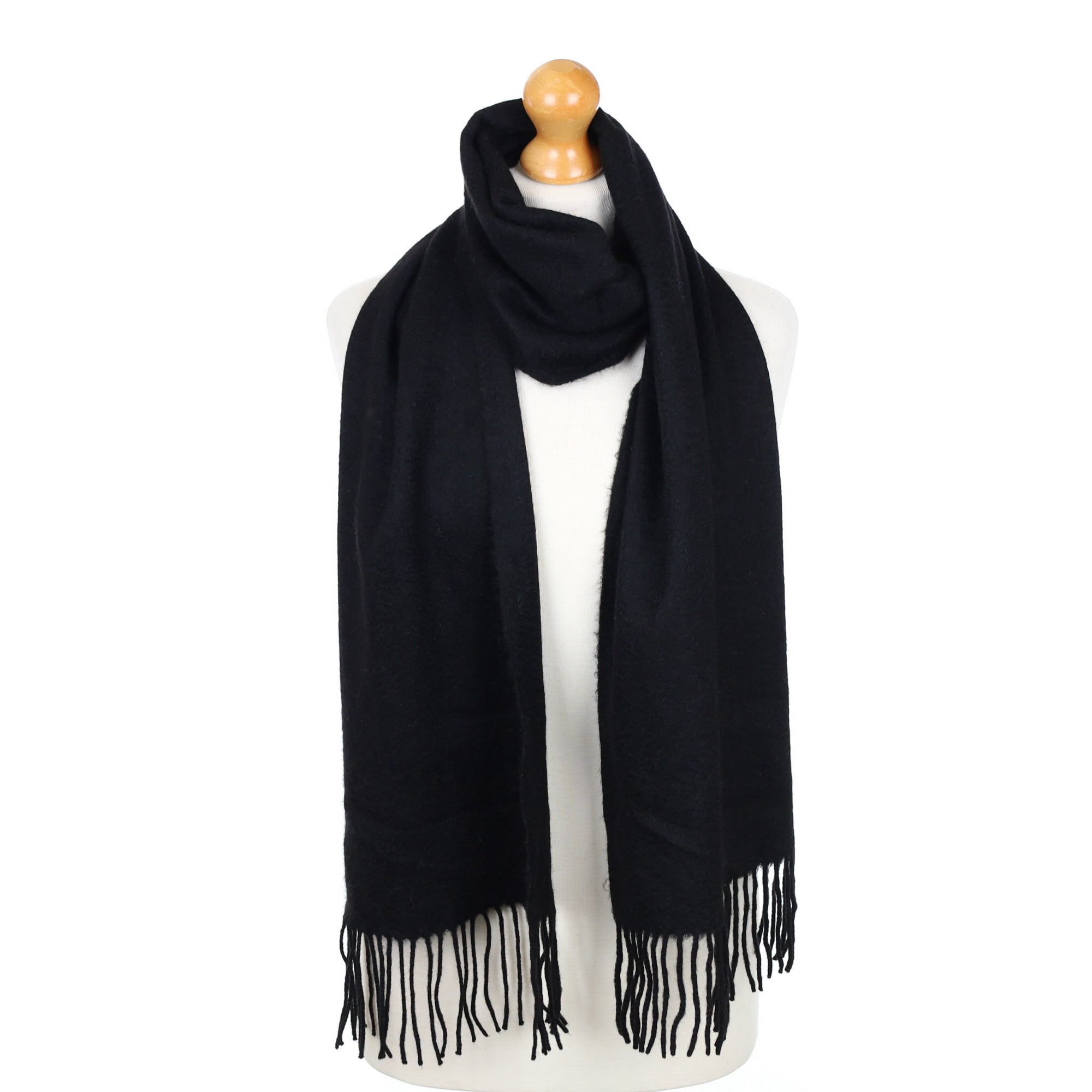 Black Fringed Cashmere Woven Scarf