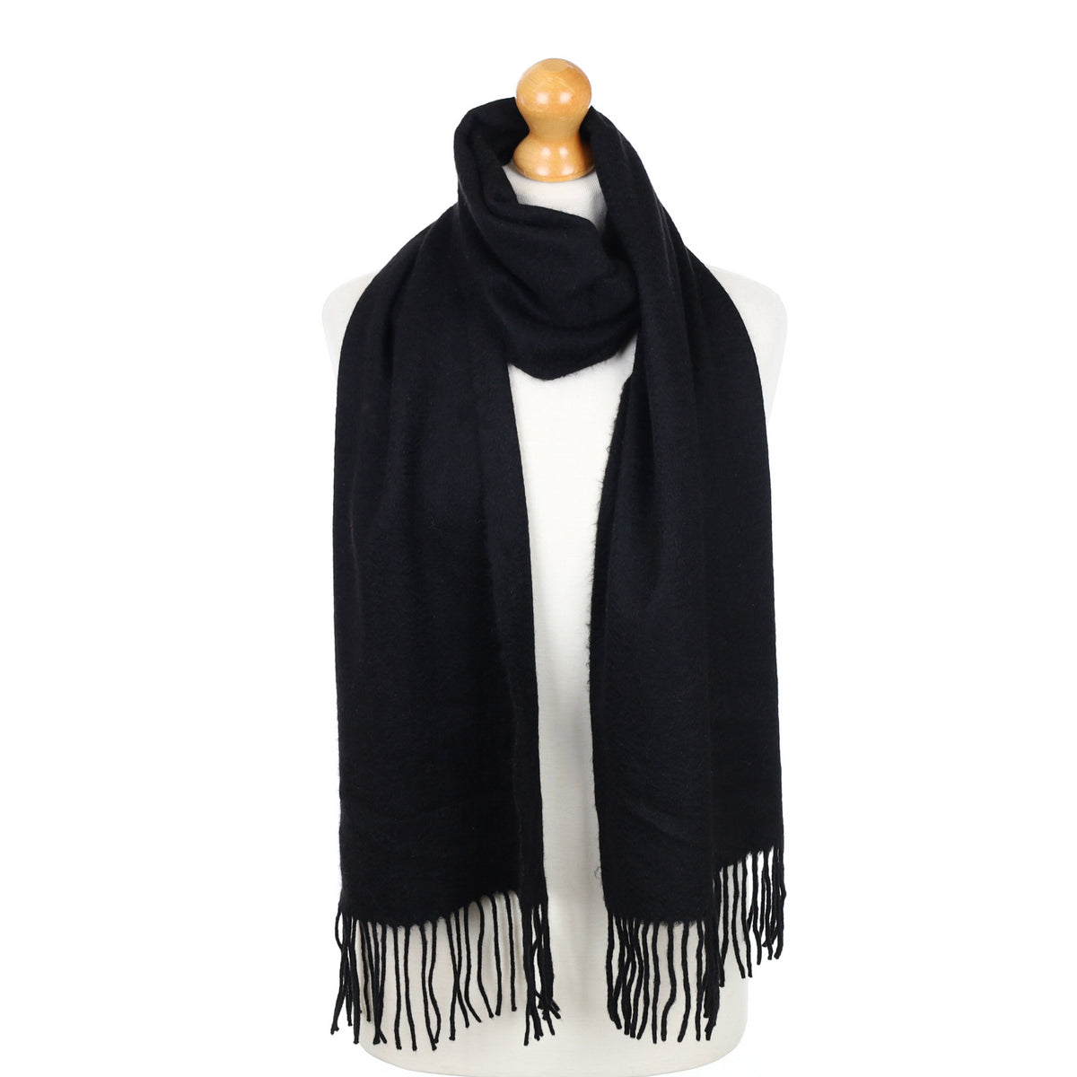 Black Fringed Cashmere Woven Scarf