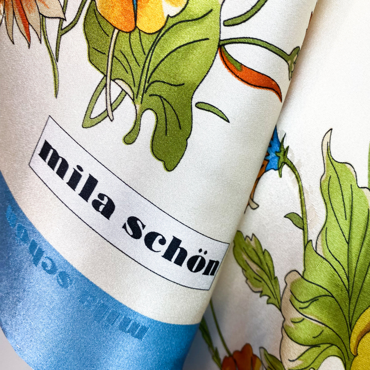 Mila Schon Botanics and Bugs Designer Silk Scarf