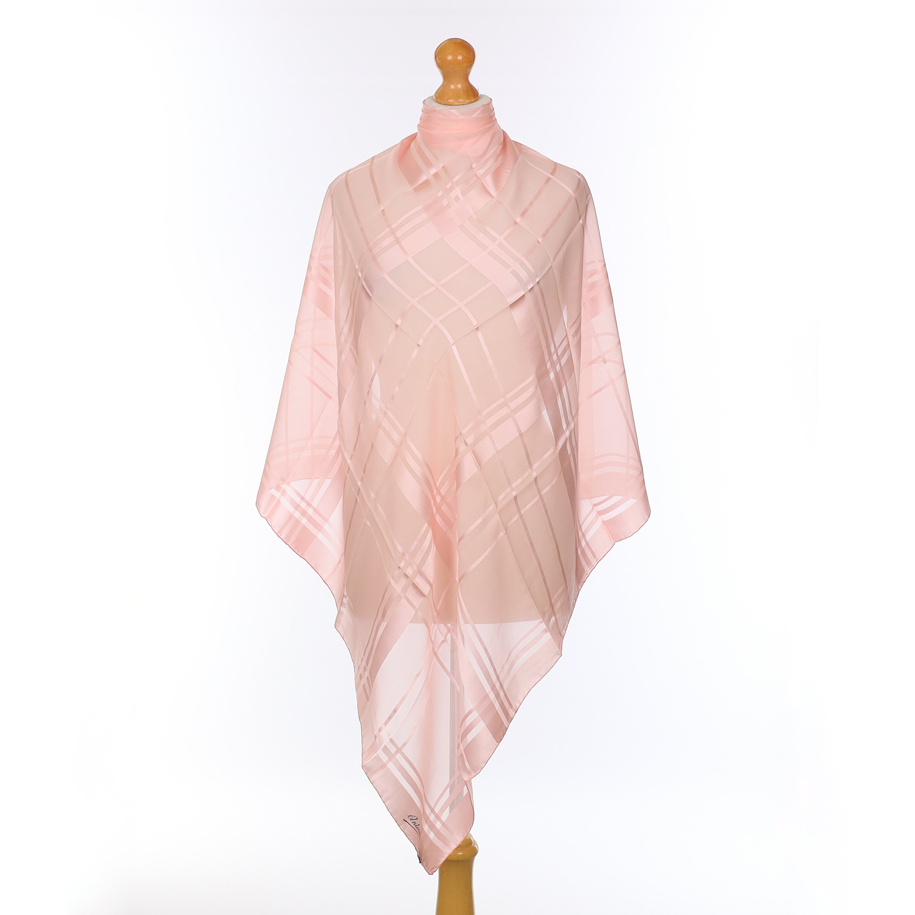 Brand New Pink Checked Vintage Silk Scarf