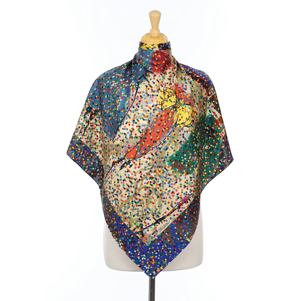 Brand New Christian Lacroix Colourful Pixel Silk Scarf