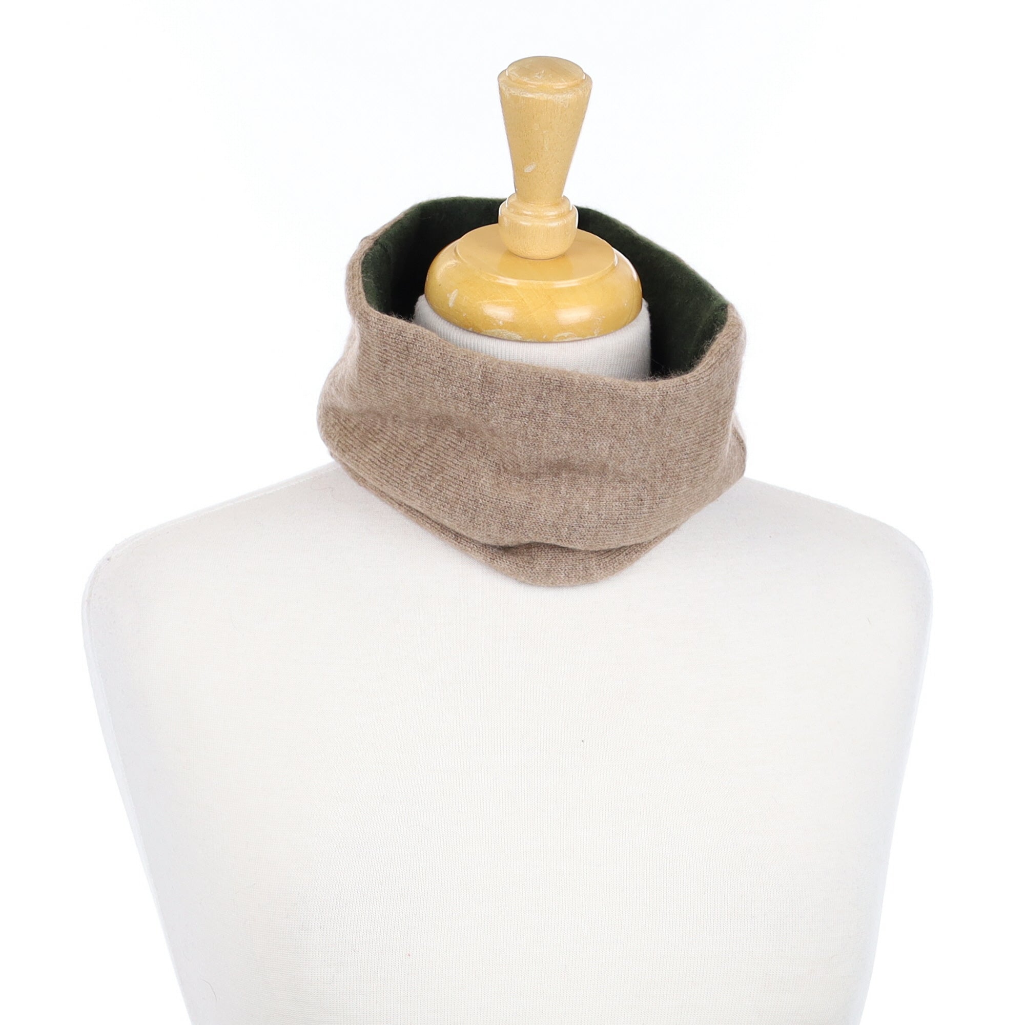 Bottle Green and Taupe Neck Warmer