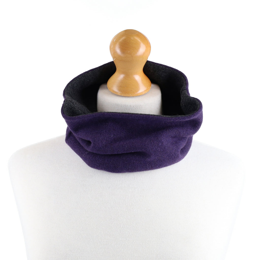 Charcoal Grey and Grape Purple Neck Warmer