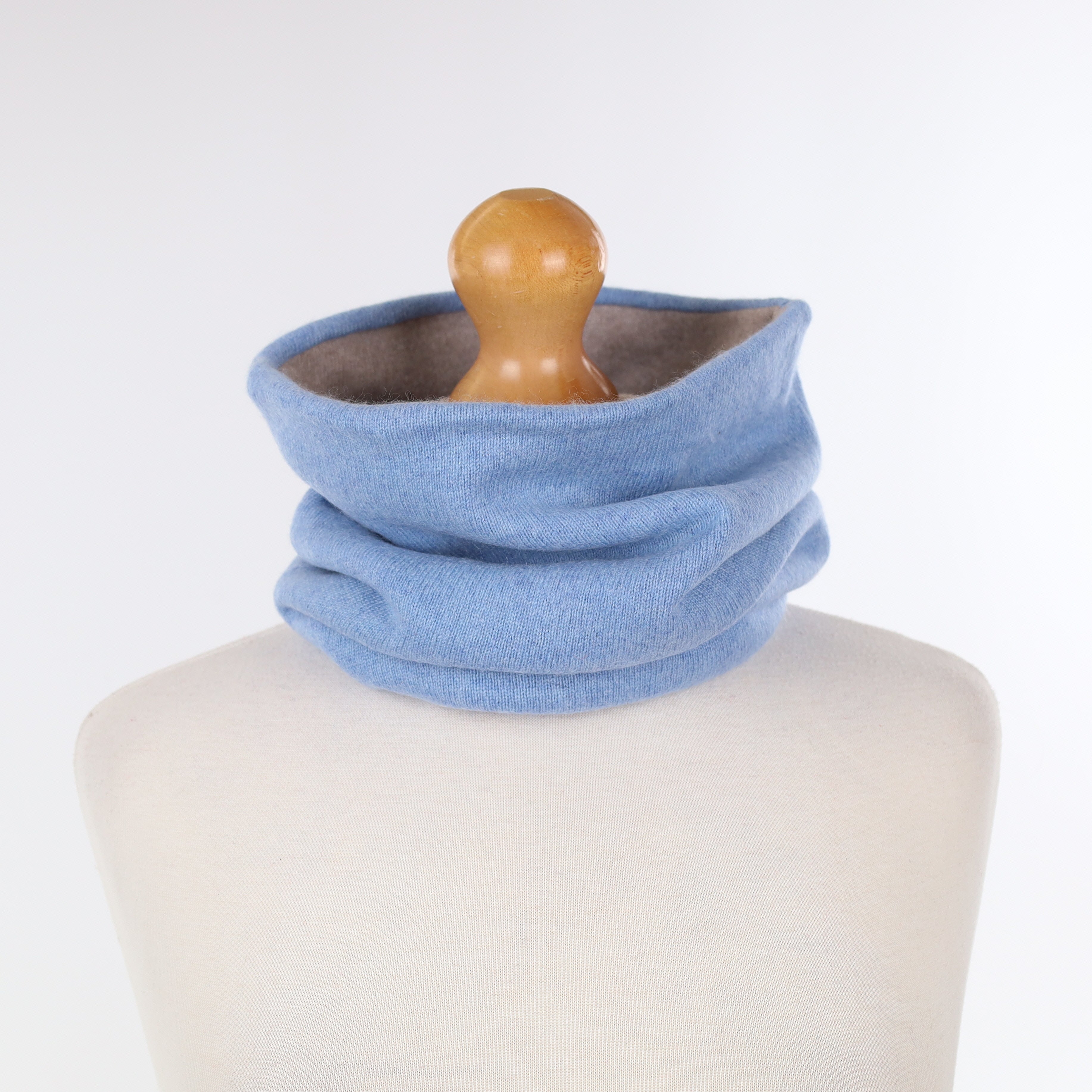 Sky Blue and Mink Luxury Double Layered Snood