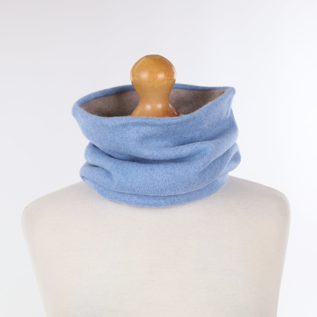 Sky Blue and Mink Luxury Double Layered Snood