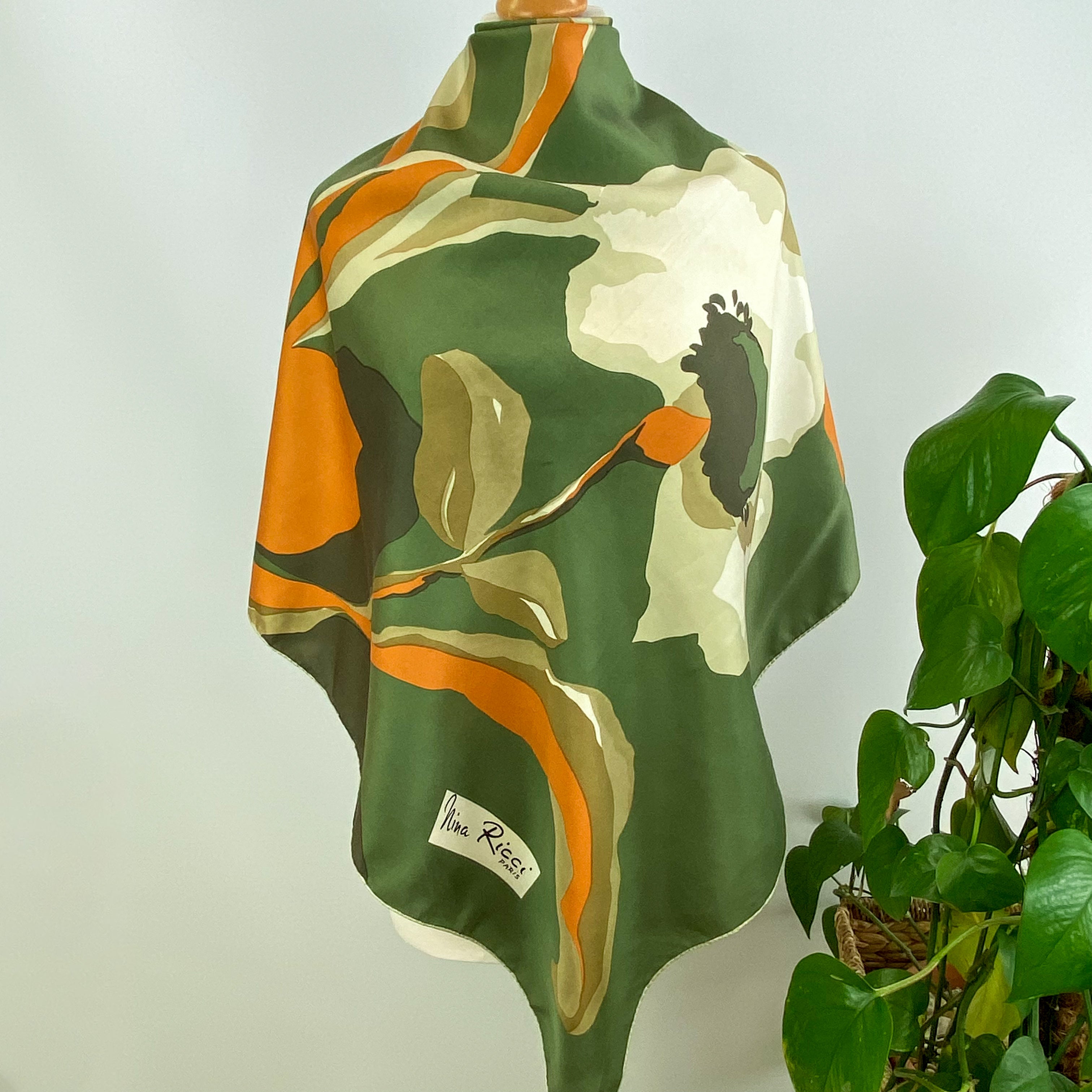 Nina Ricci Large Flower Vintage Silk Scarf