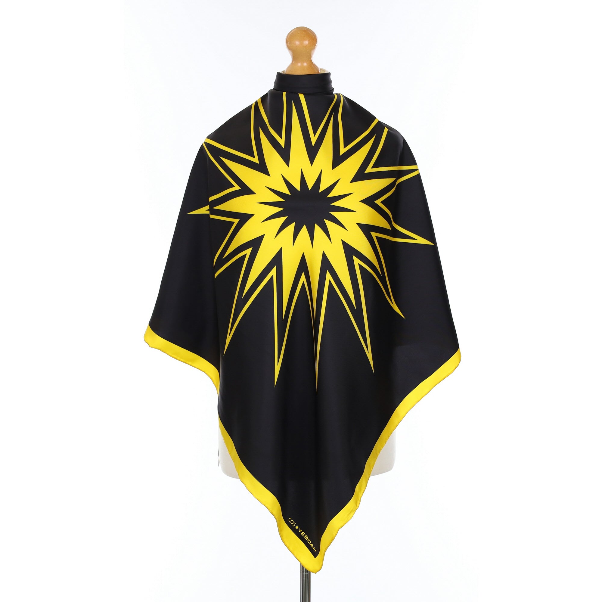 Brand New Cos Black and Yellow Star Silk Scarf