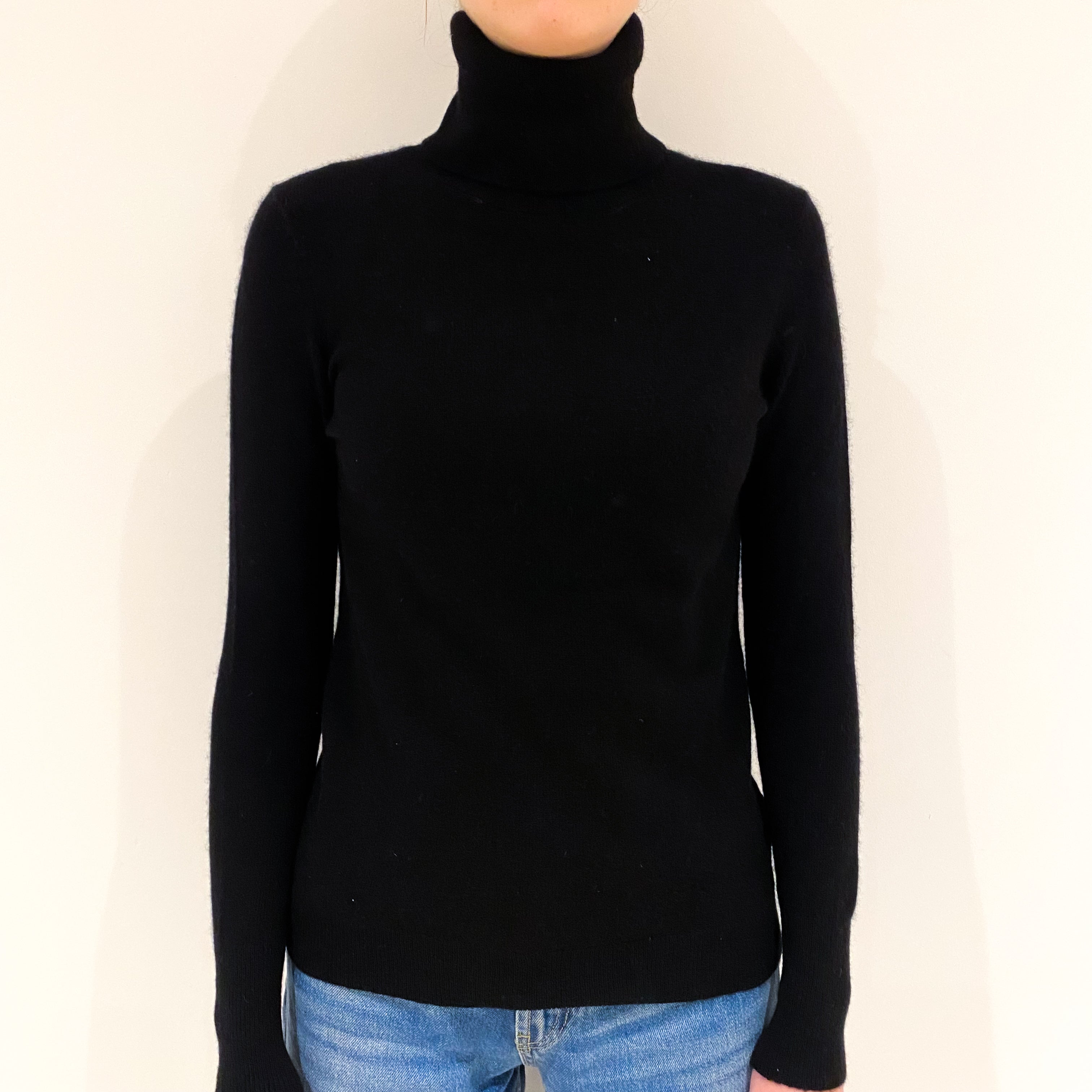 Black Cashmere Polo Neck Jumper Extra Small