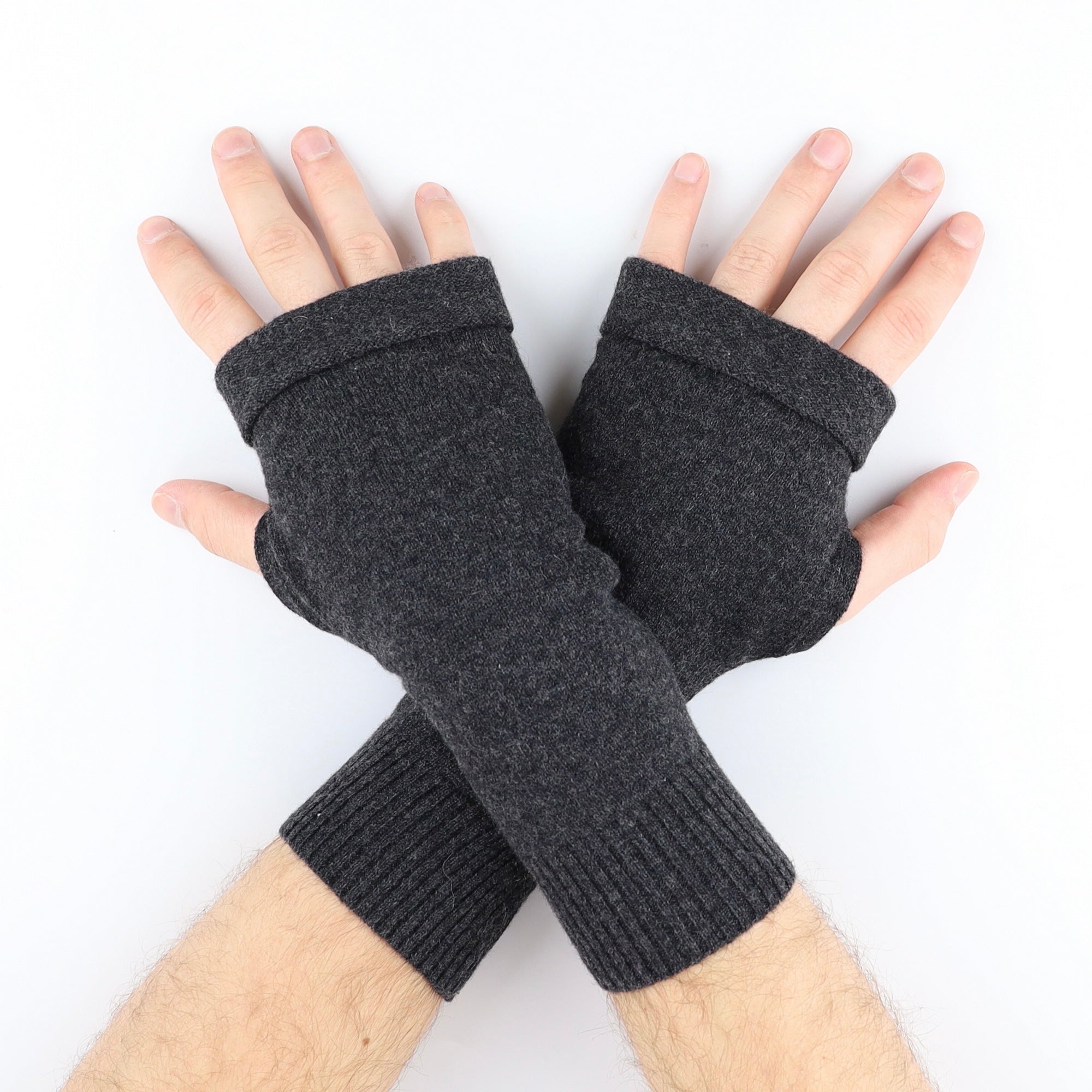 Men’s Ash Grey Fingerless Gloves