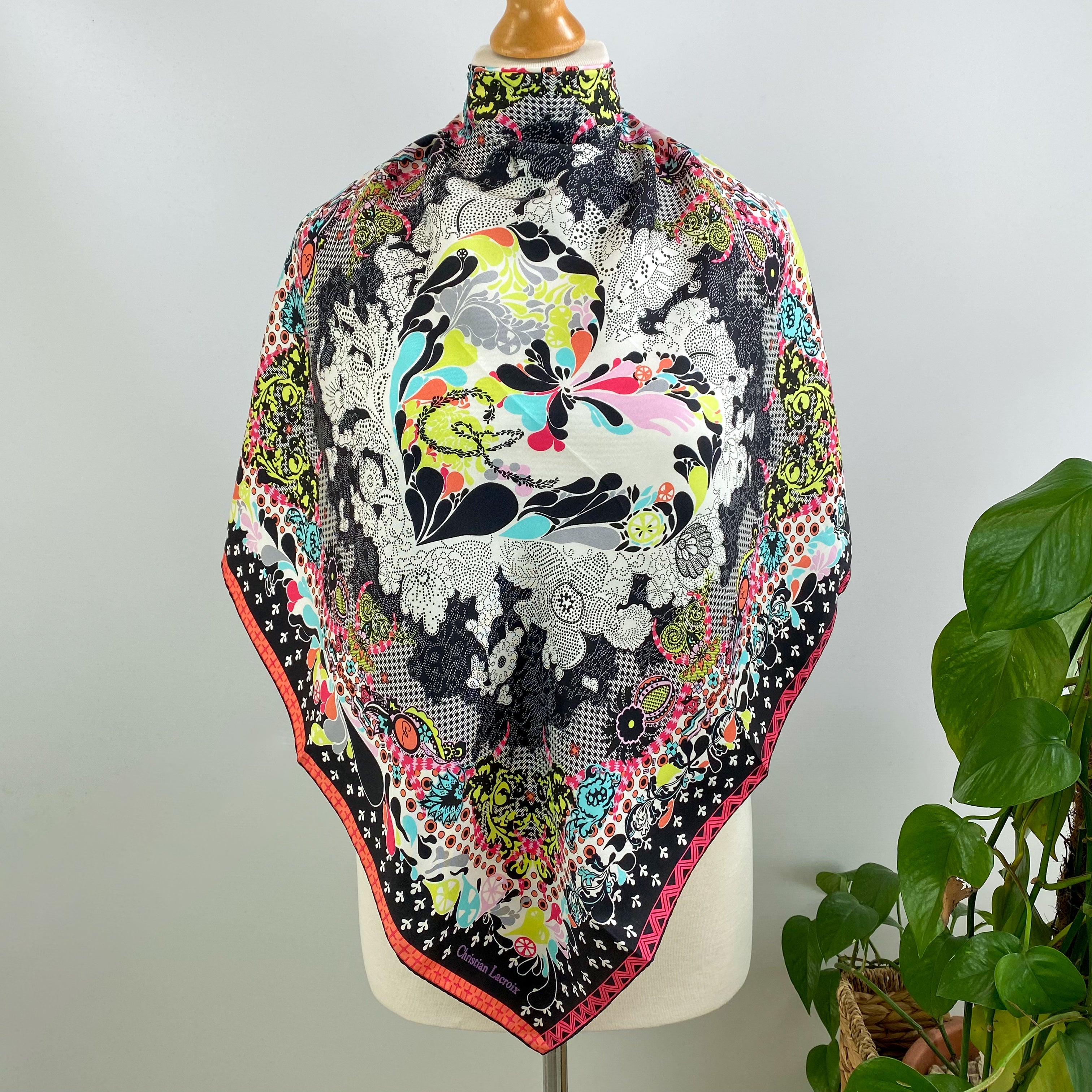 Immaculate Christian Lacroix Colourful Silk Scarf