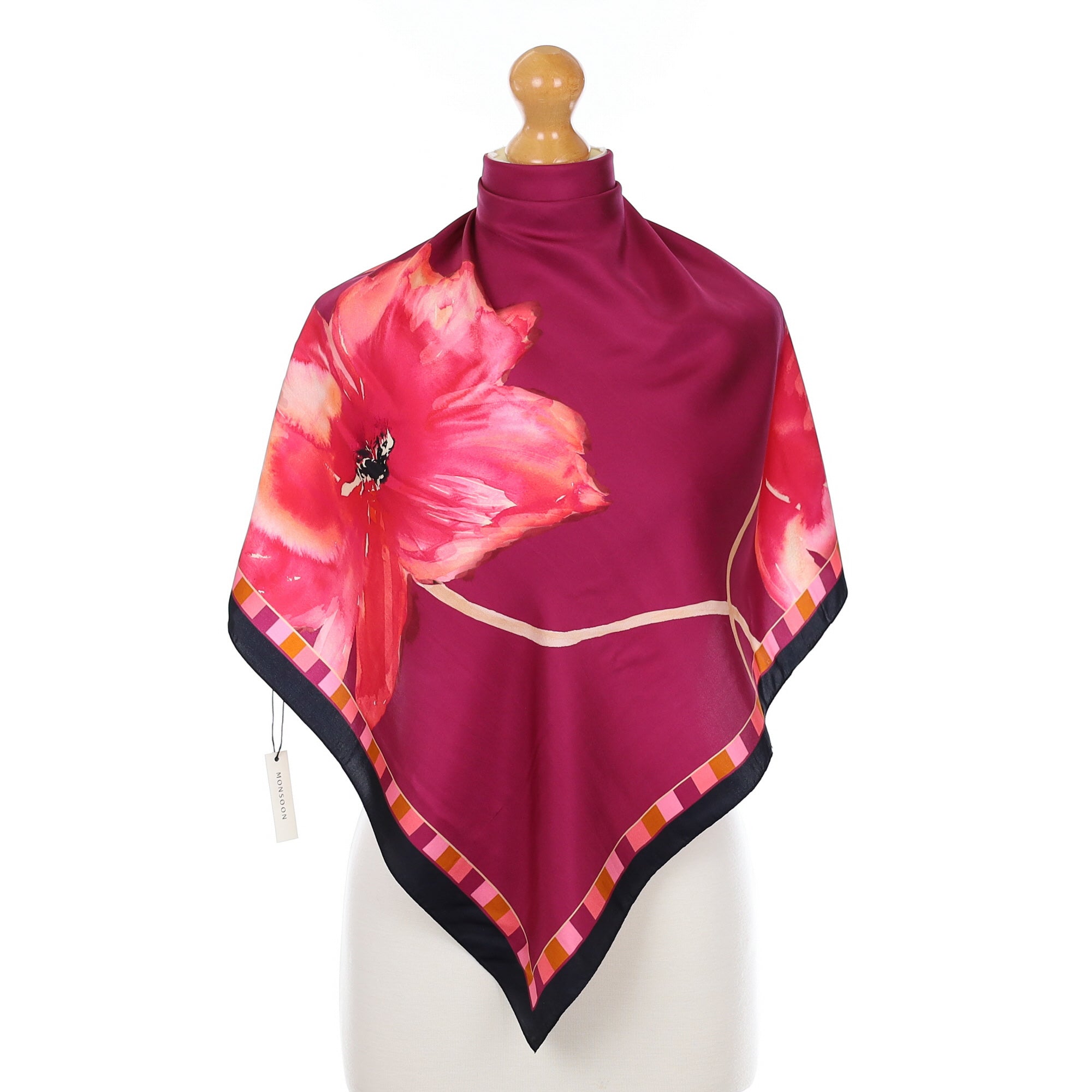 Brand New Monsoon Pink Floral Silk Scarf