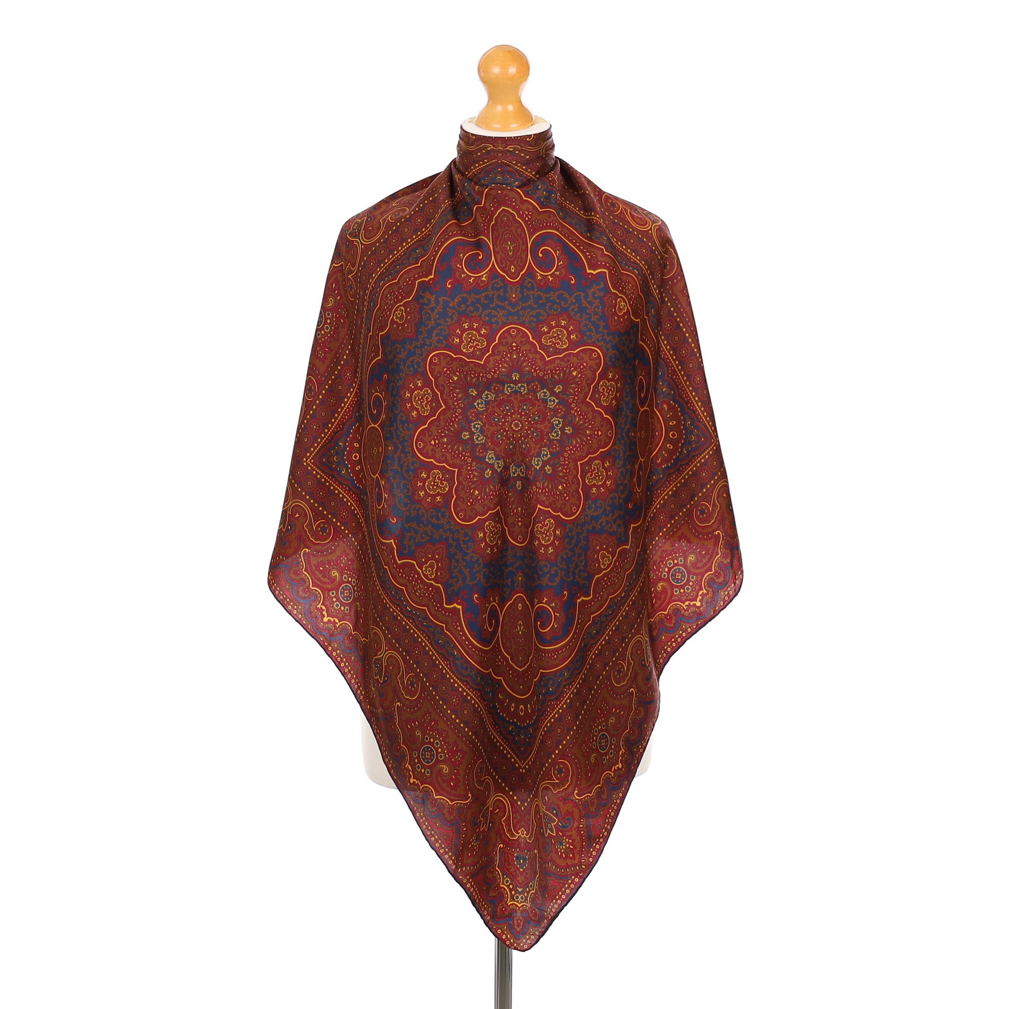 Burgundy Paisley Vintage Silk Scarf