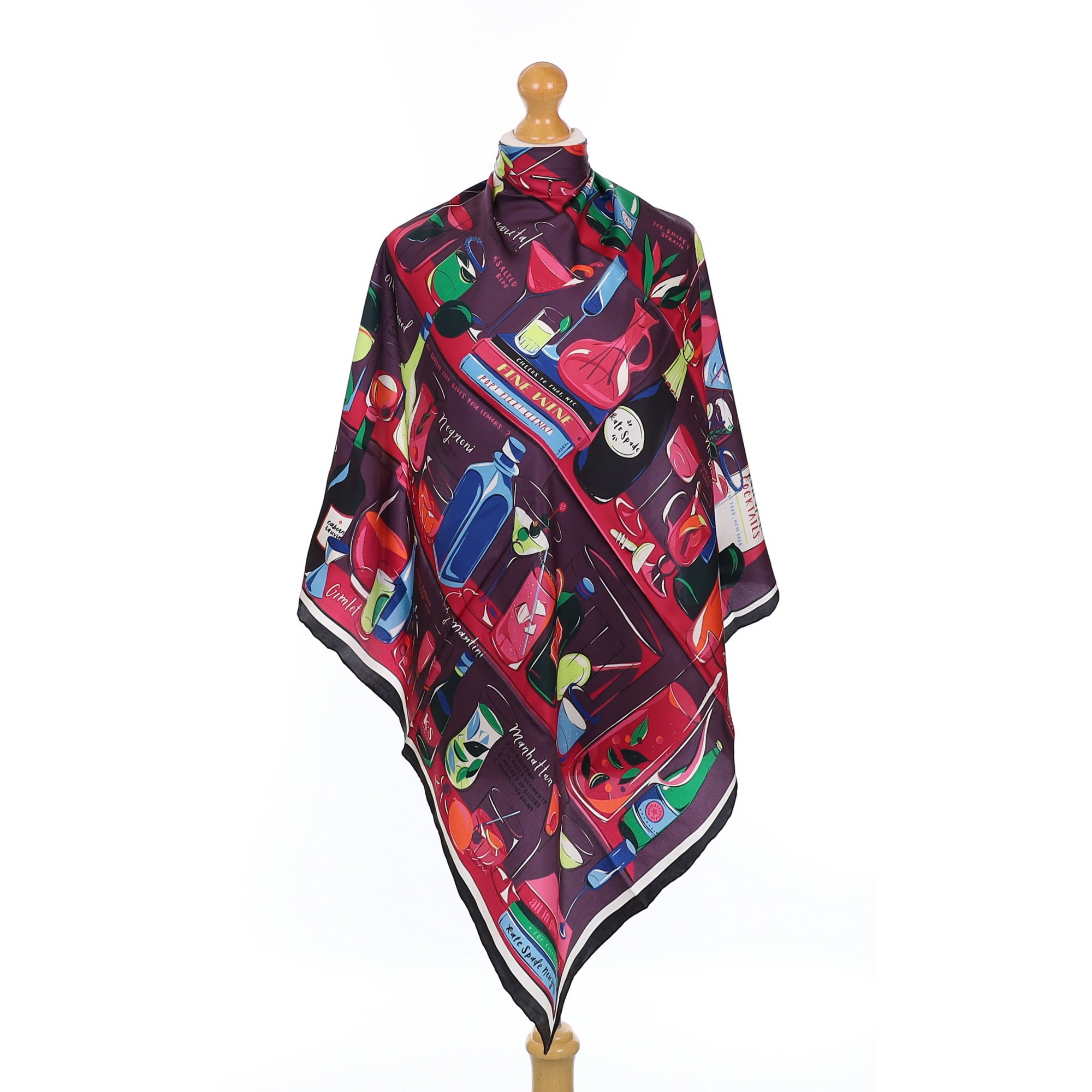 Brand New Kate Spade Cocktail Design Silk Scarf