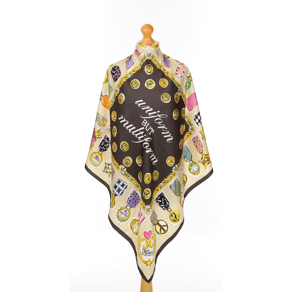 Brand New Moschino Multi Medal Silk Scarf