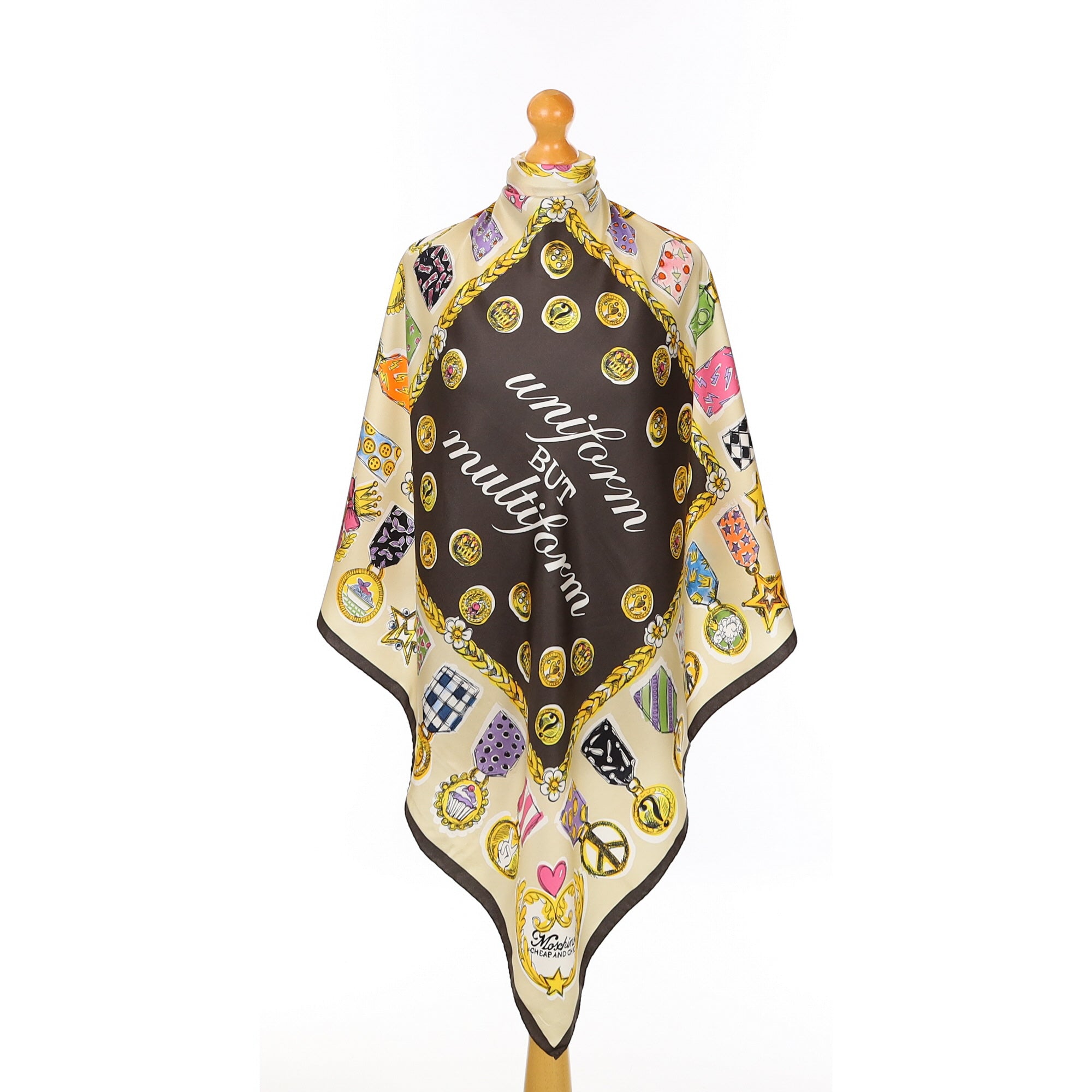 Brand New Moschino Multi Medal Silk Scarf