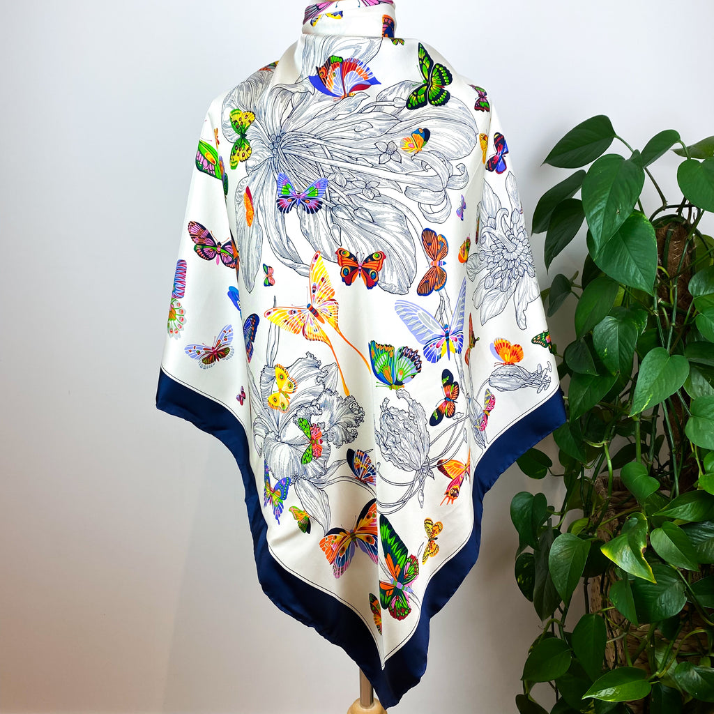 Large Butterfly Design Silk Scarf
