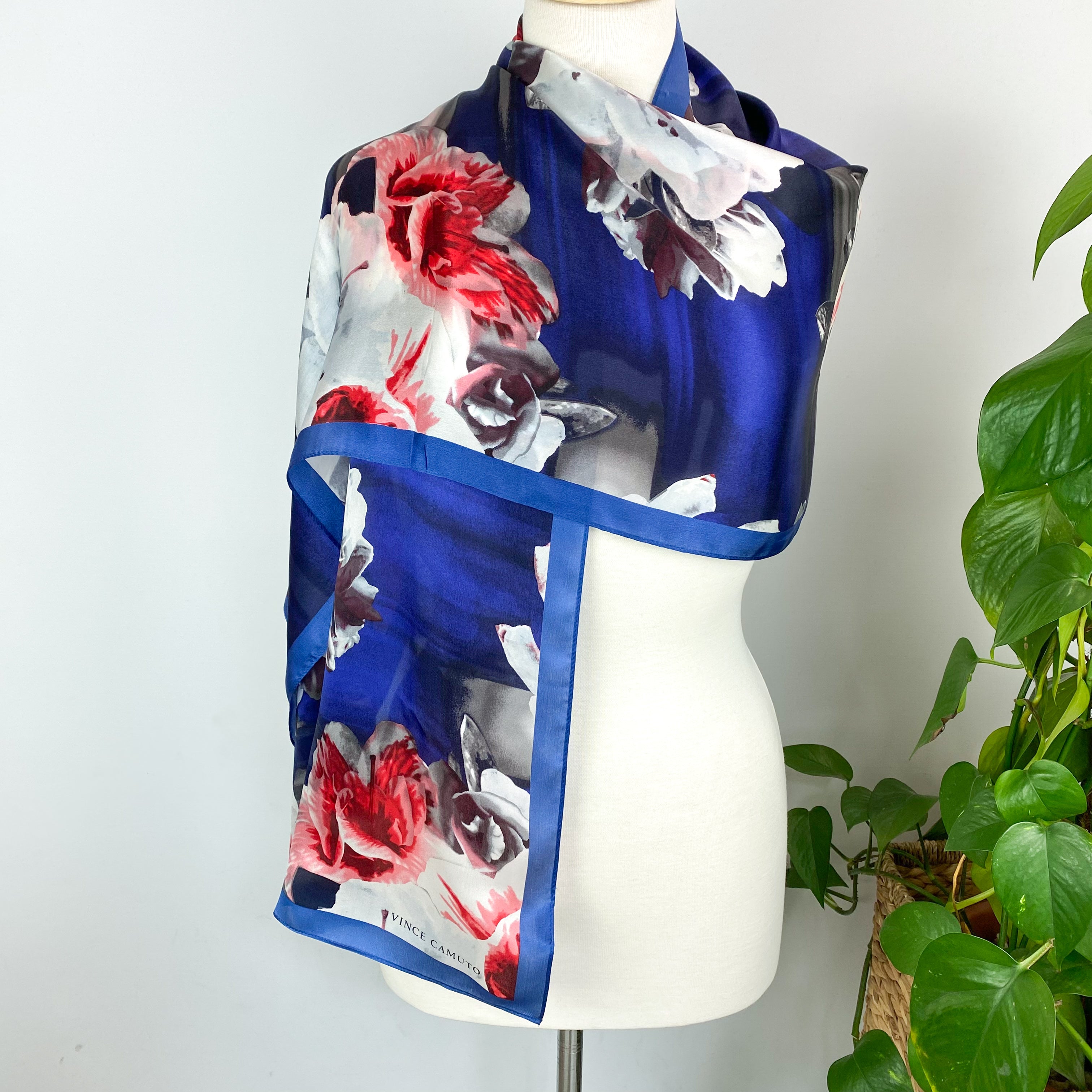 Vince Camuto Floral Long Silk Scarf