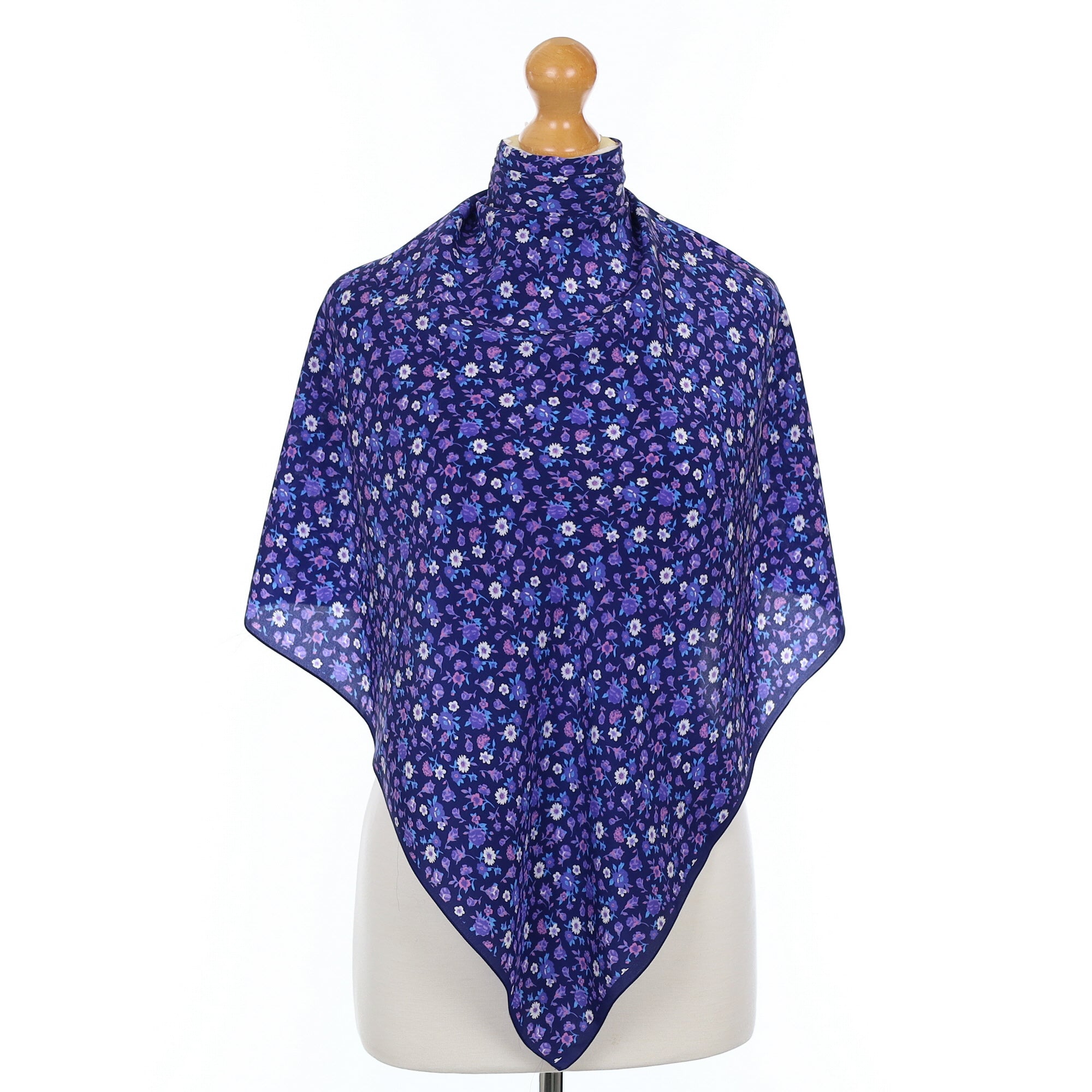 Purple and Blue Floral Silk Scarf