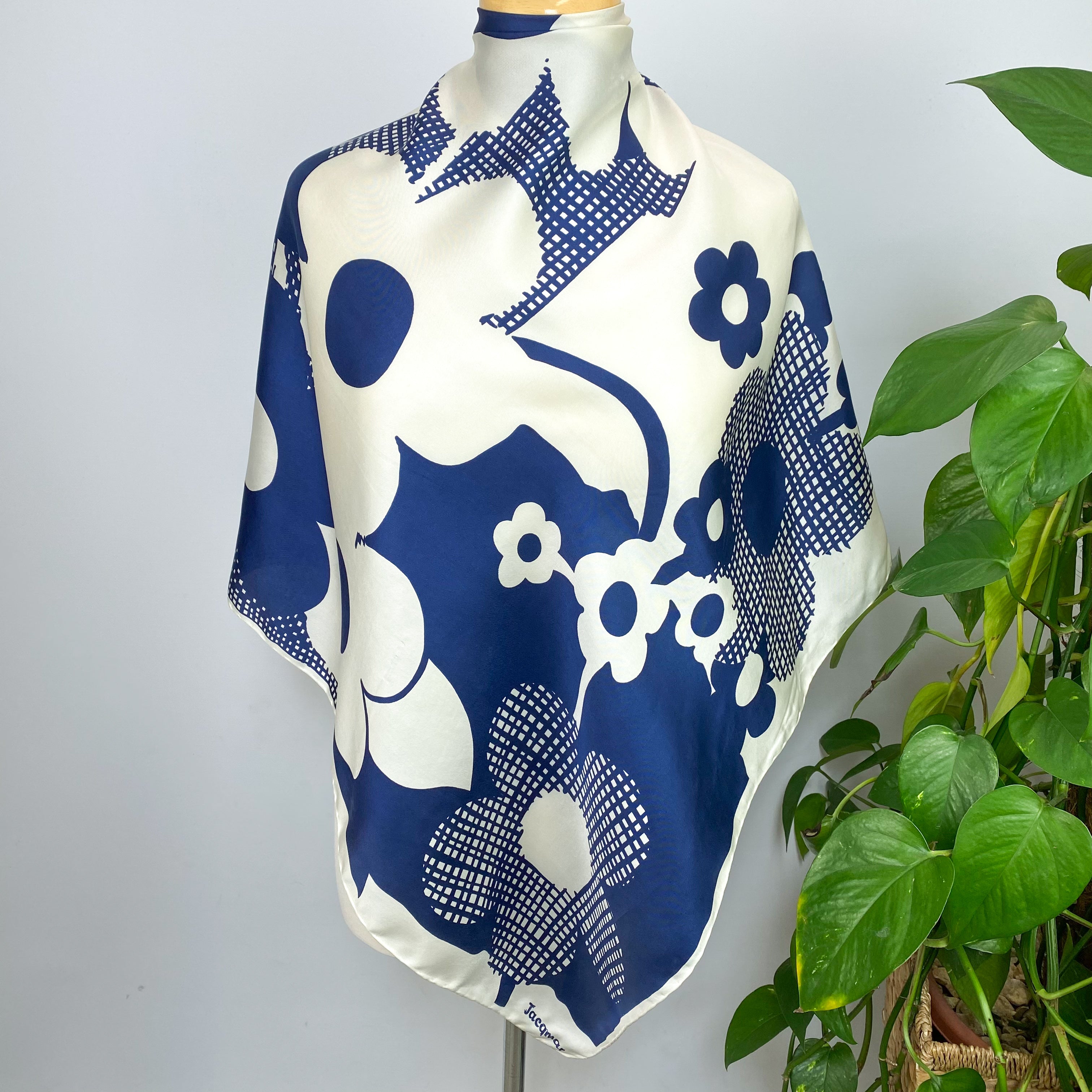 1960s Floral Jacqmar Vintage Silk Scarf