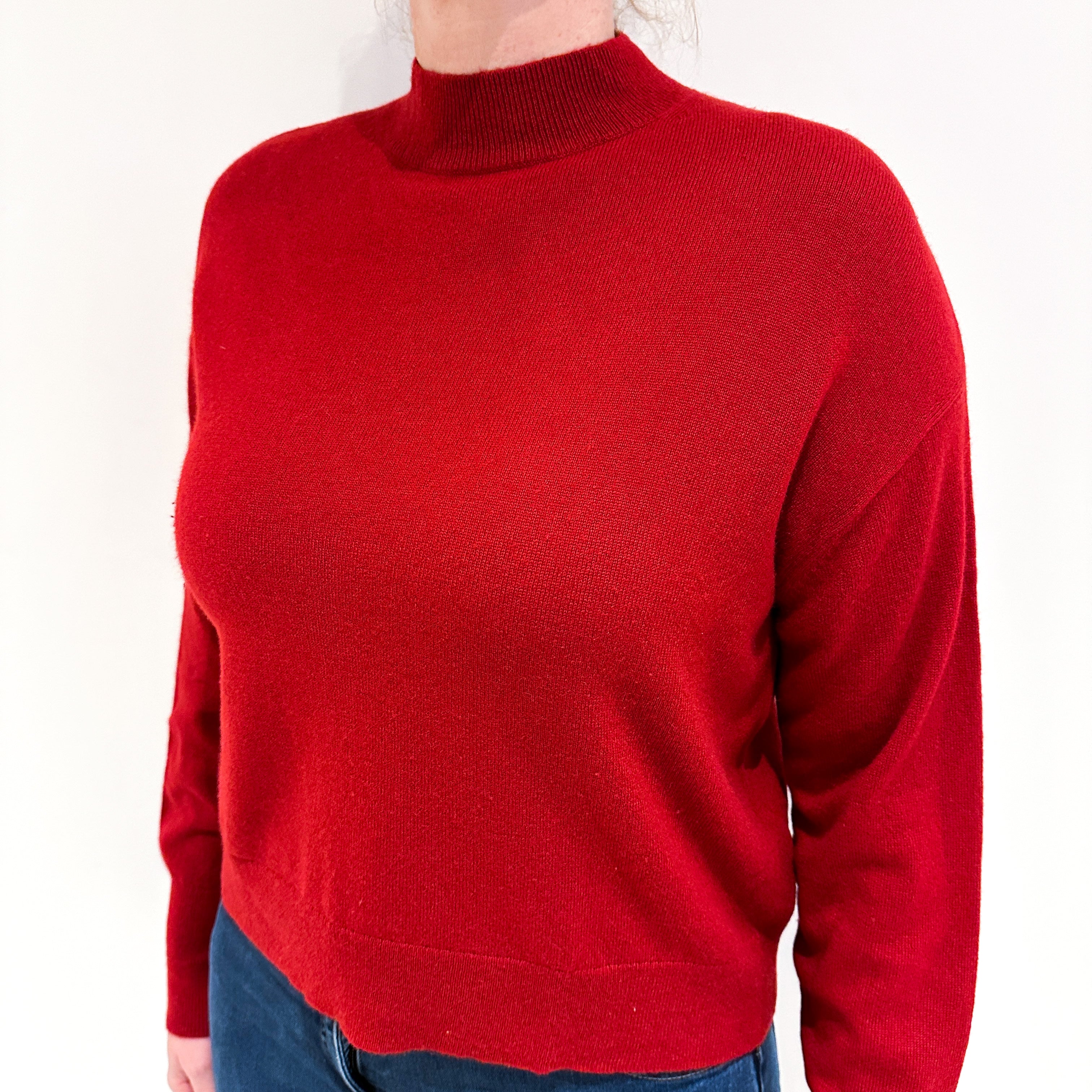 Crimson Red Cashmere Turtle Neck Jumper Large