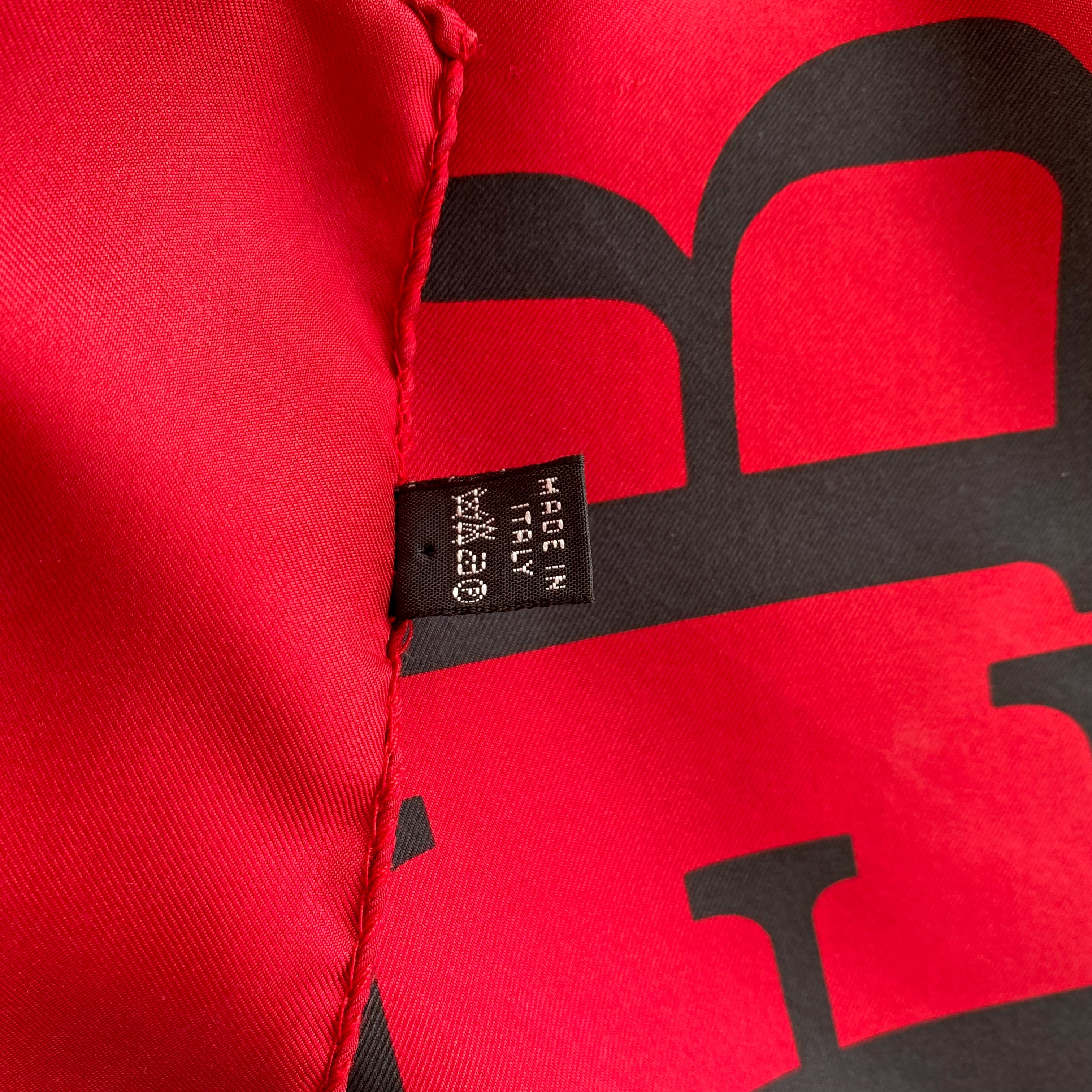 Jaeger Deep Red Logo Silk Scarf