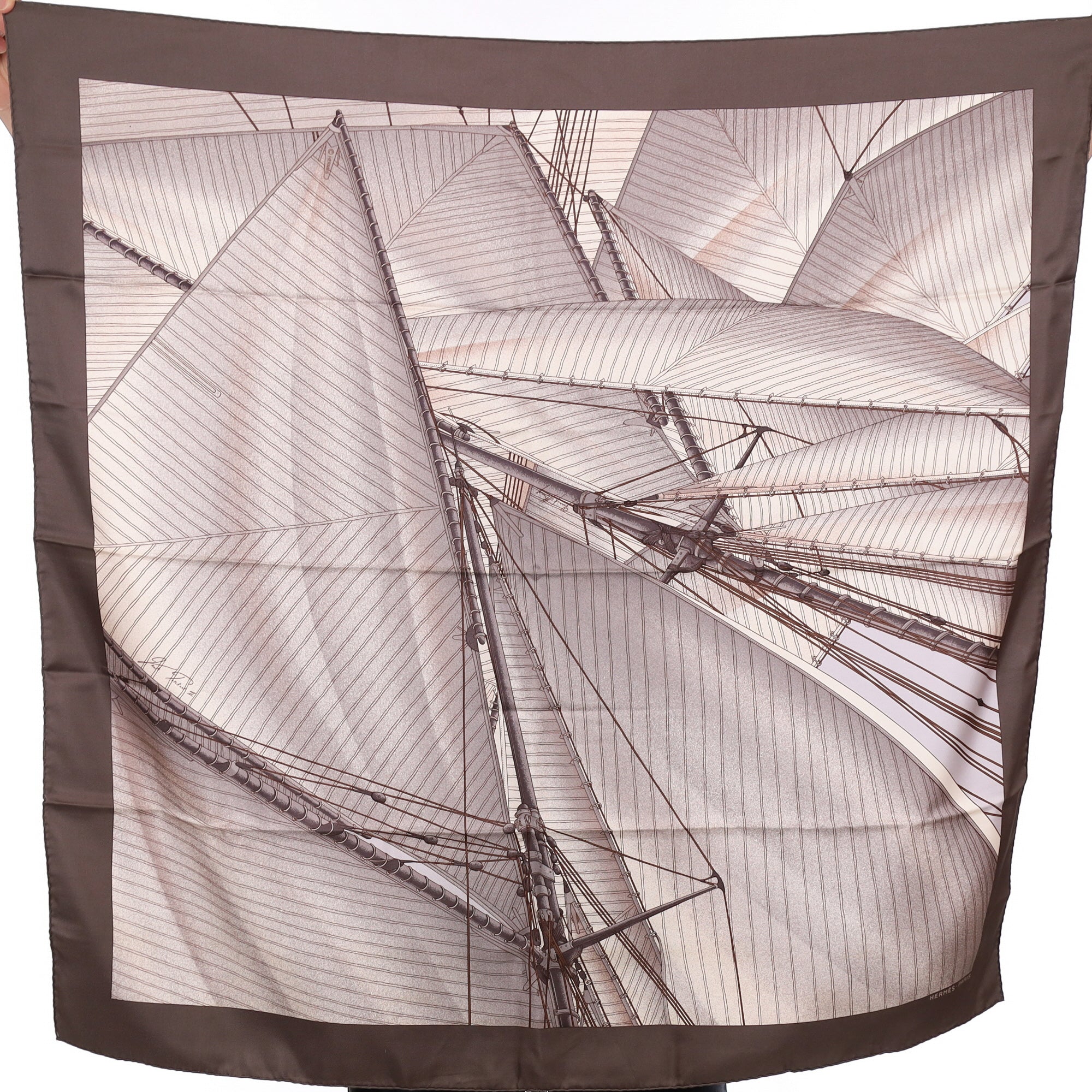 Pristine Hermès Vent Portant II (Detail) Silk Scarf Quite Rare