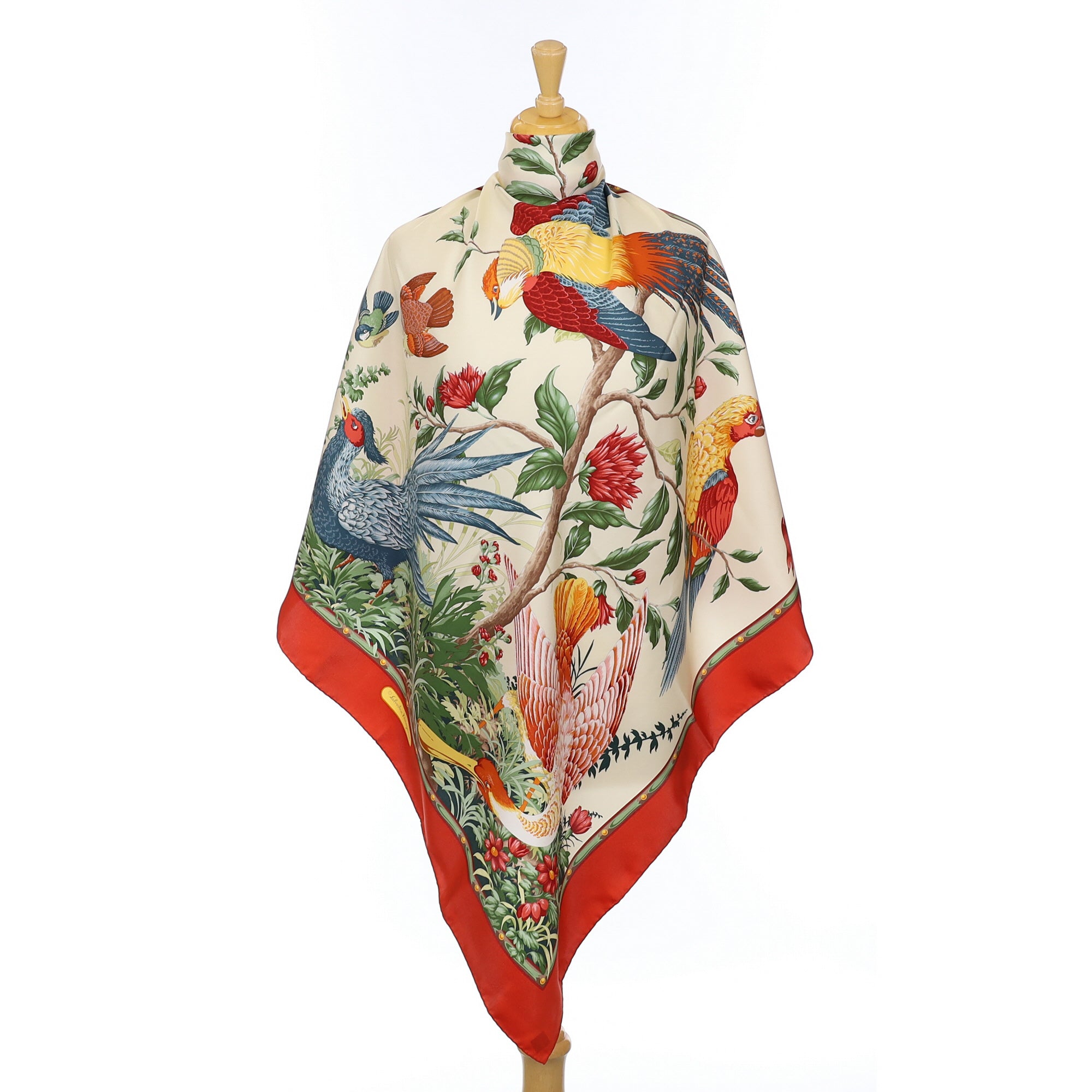 Brand New Salvatore Ferragamo Tropical Bird Silk Scarf