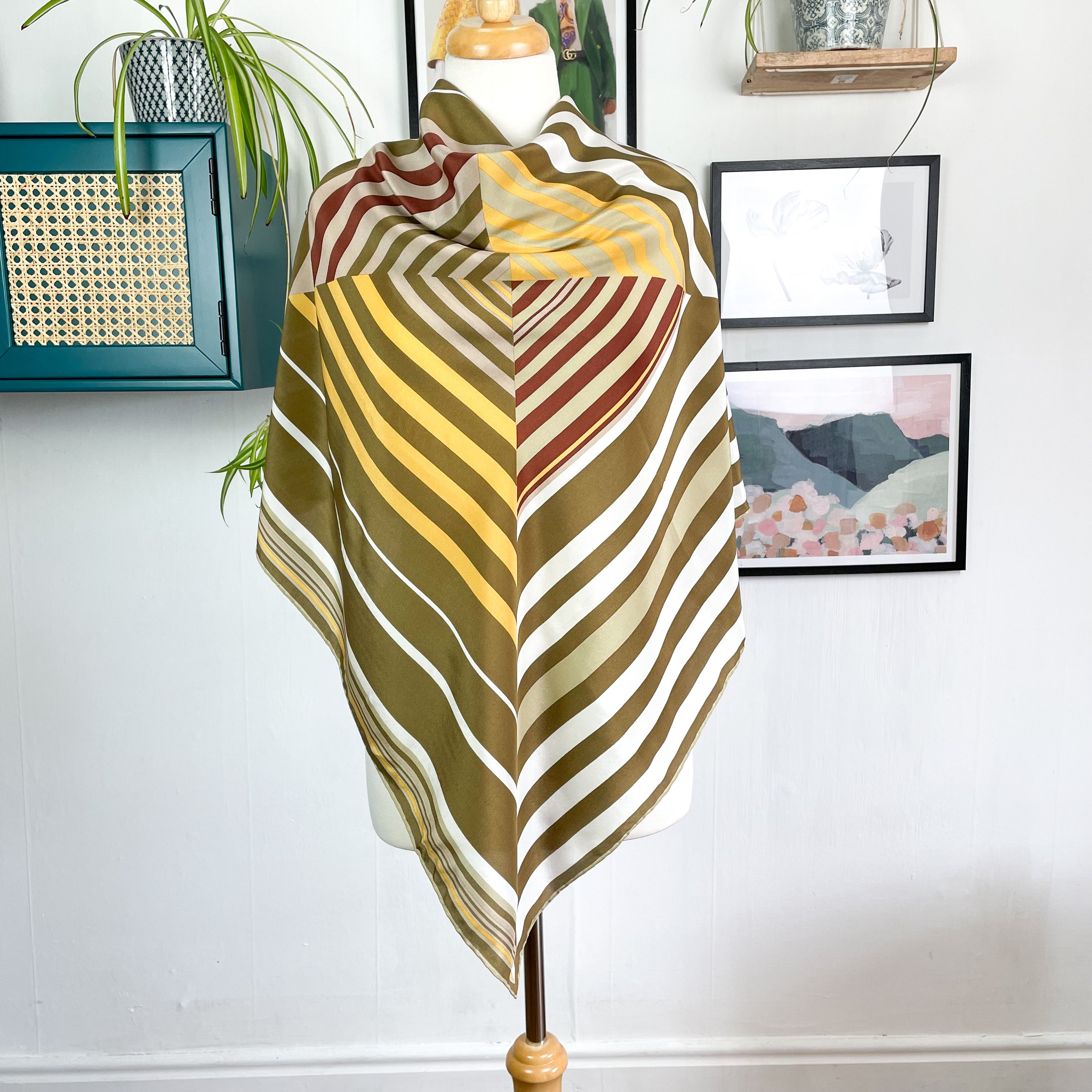 Geometric Ostinelli Italian Vintage Silk Scarf
