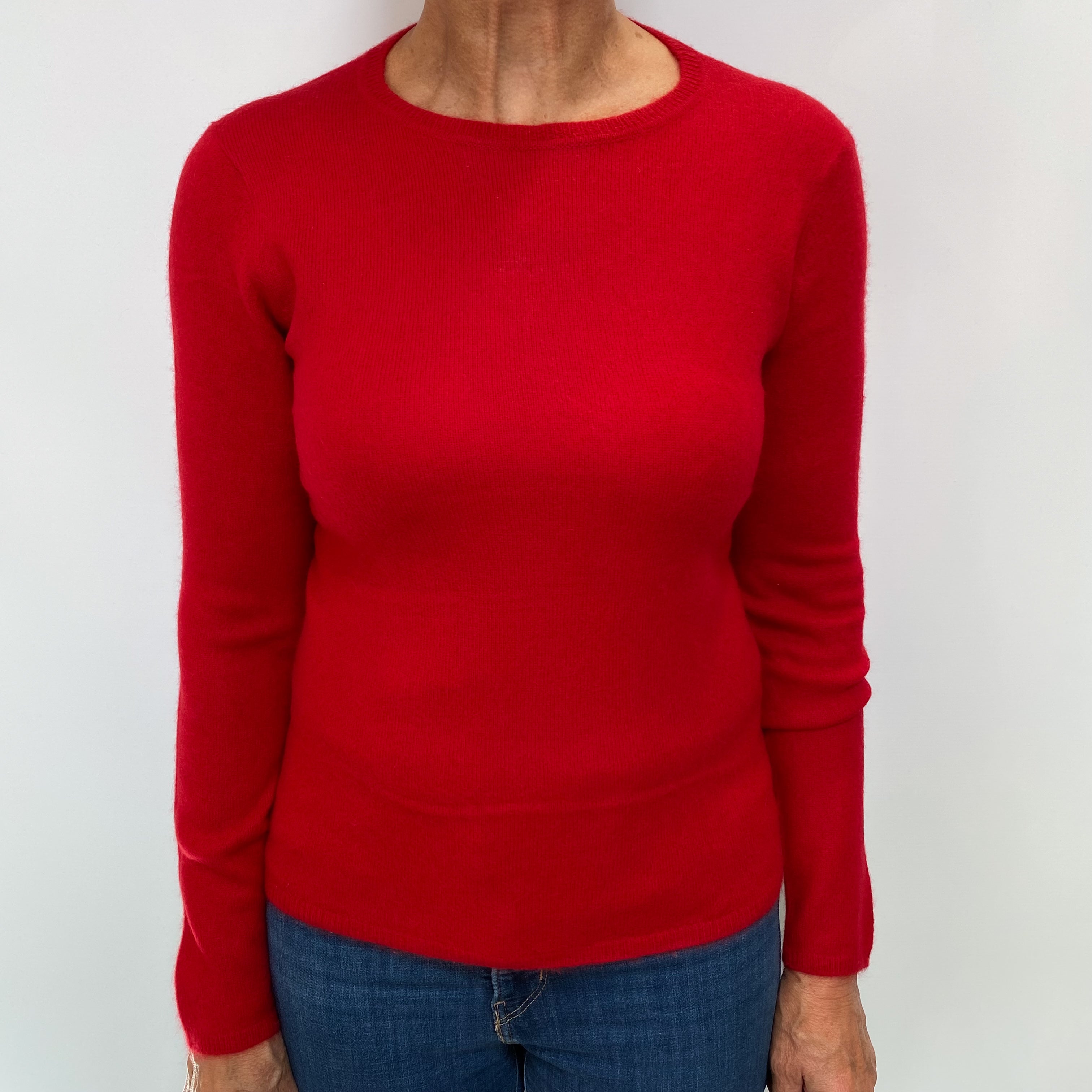 Scarlet Red Cashmere Crew Neck Jumper Medium