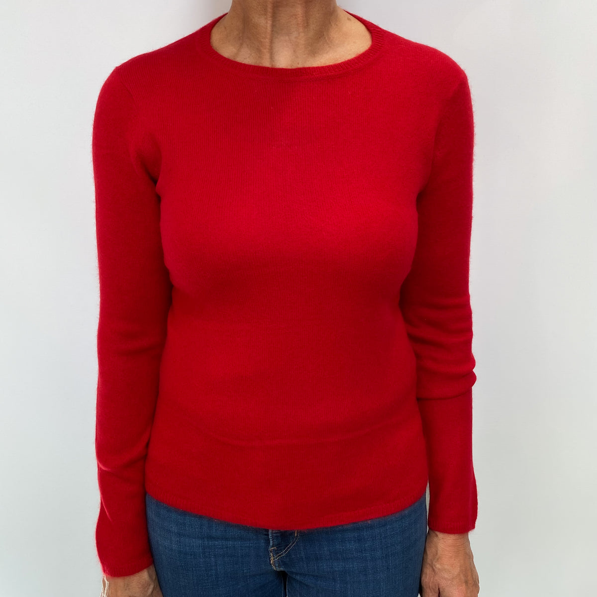 Scarlet Red Cashmere Crew Neck Jumper Medium