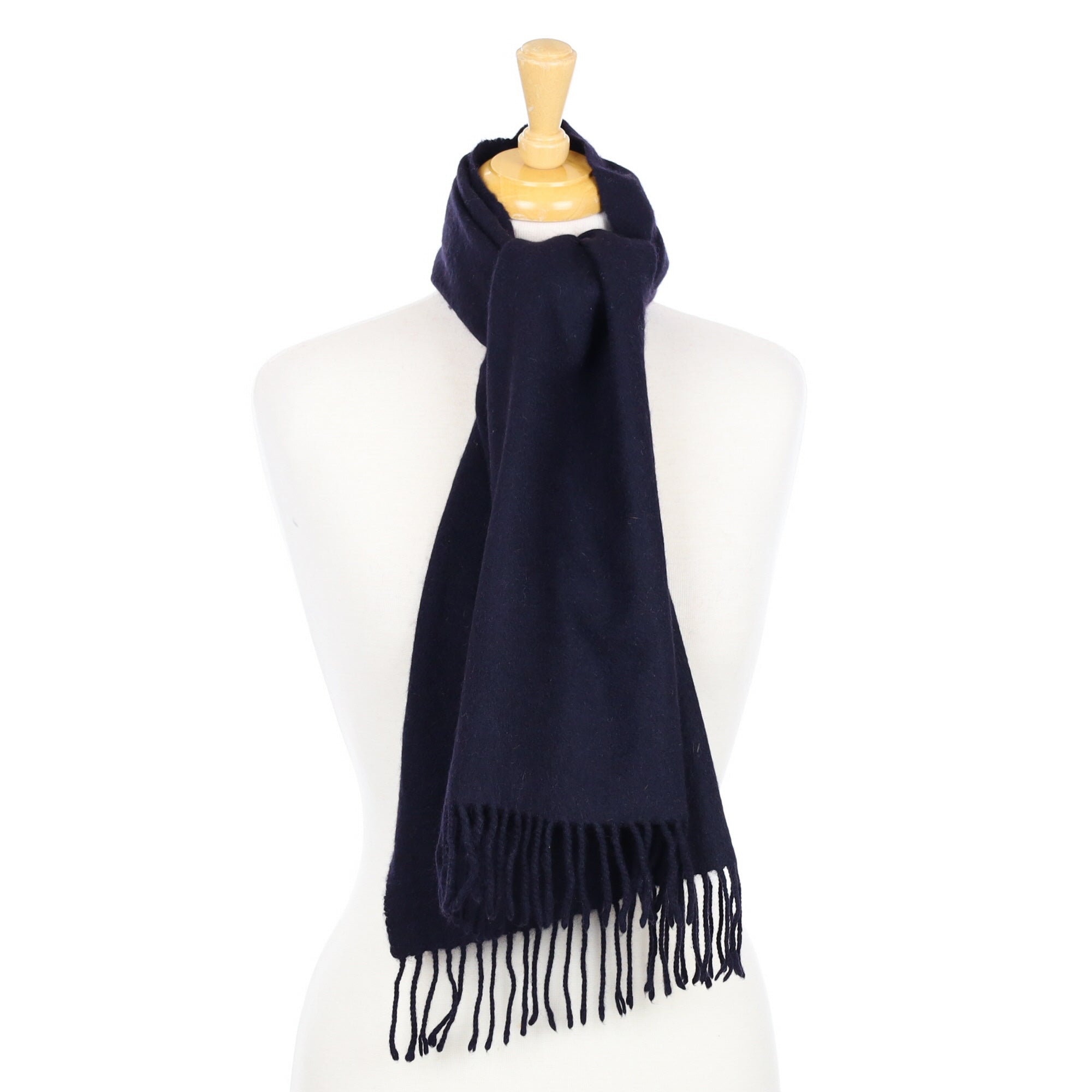 British Dark Navy Cashmere Woven Scarf