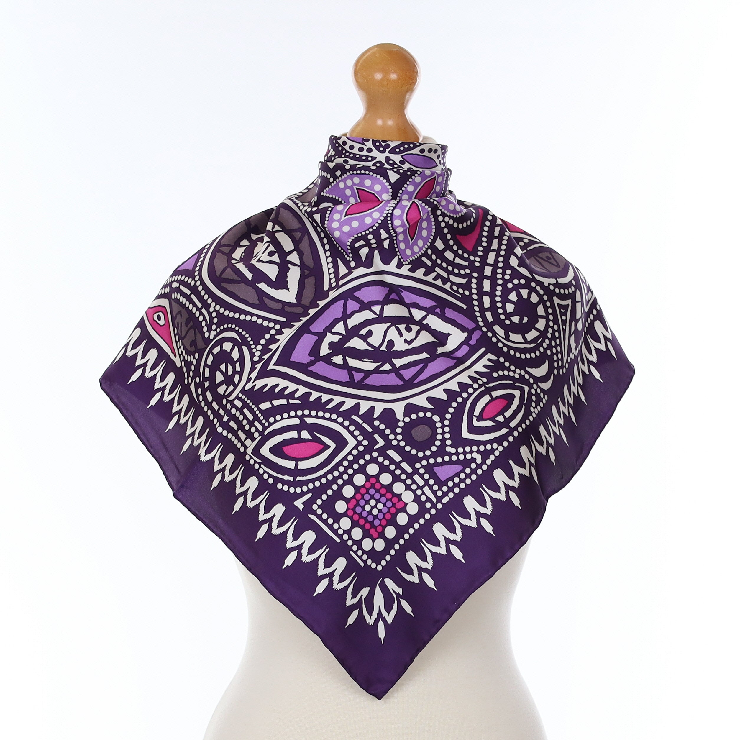 Brand New Purple Patterned Silk Scarf